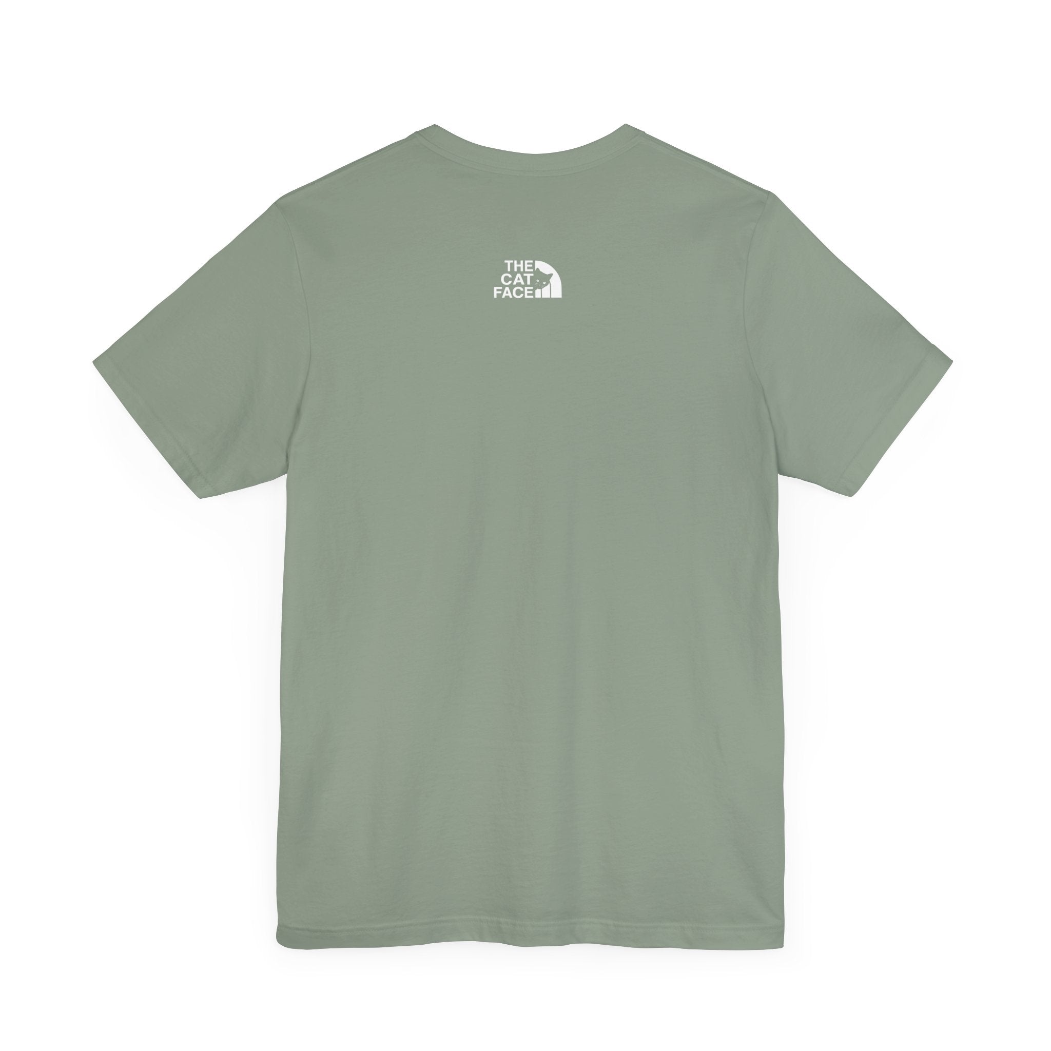 Sage t shirt back logo view, mens cat tee