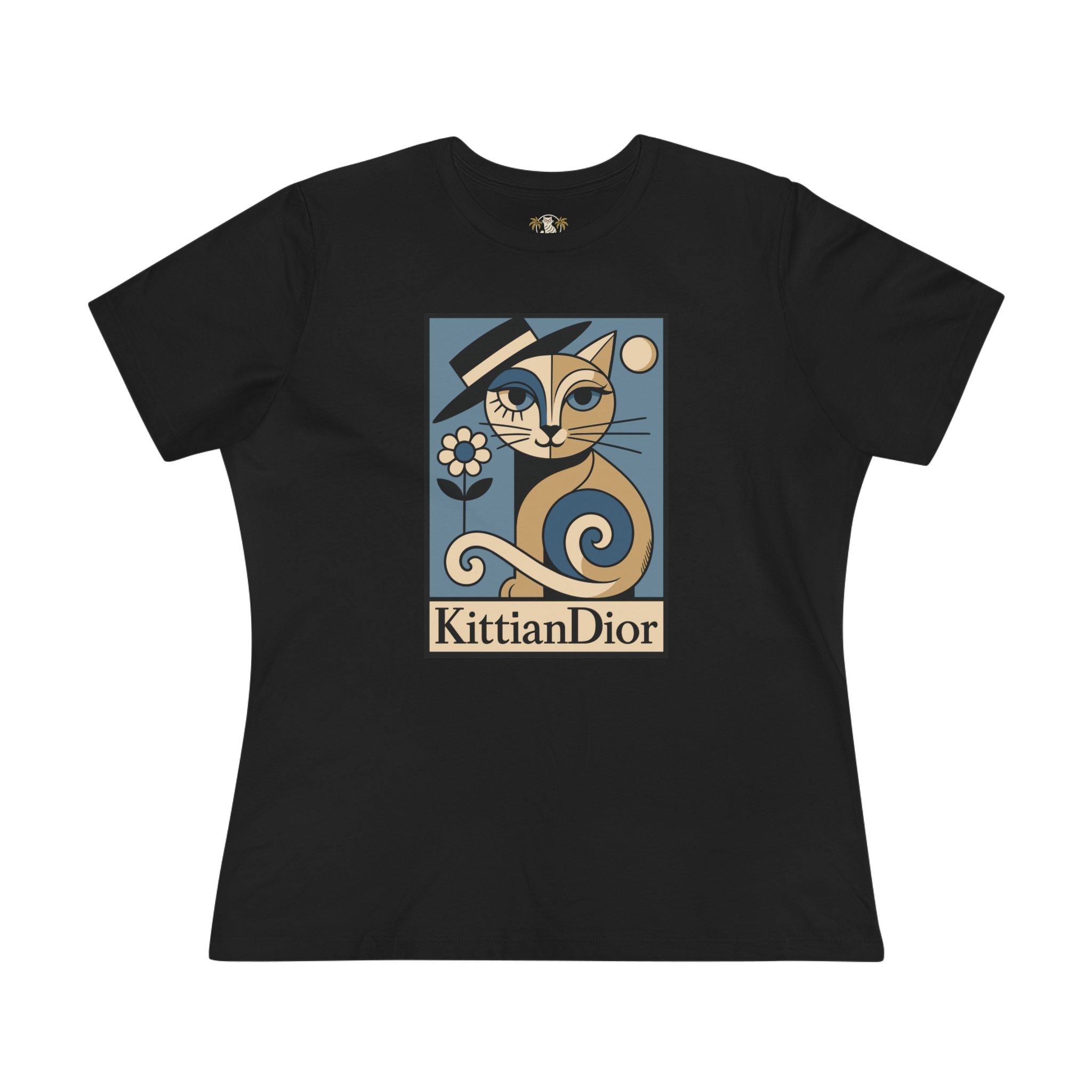 Kittian Dior La Parisienne black cat graphic shirt flat view