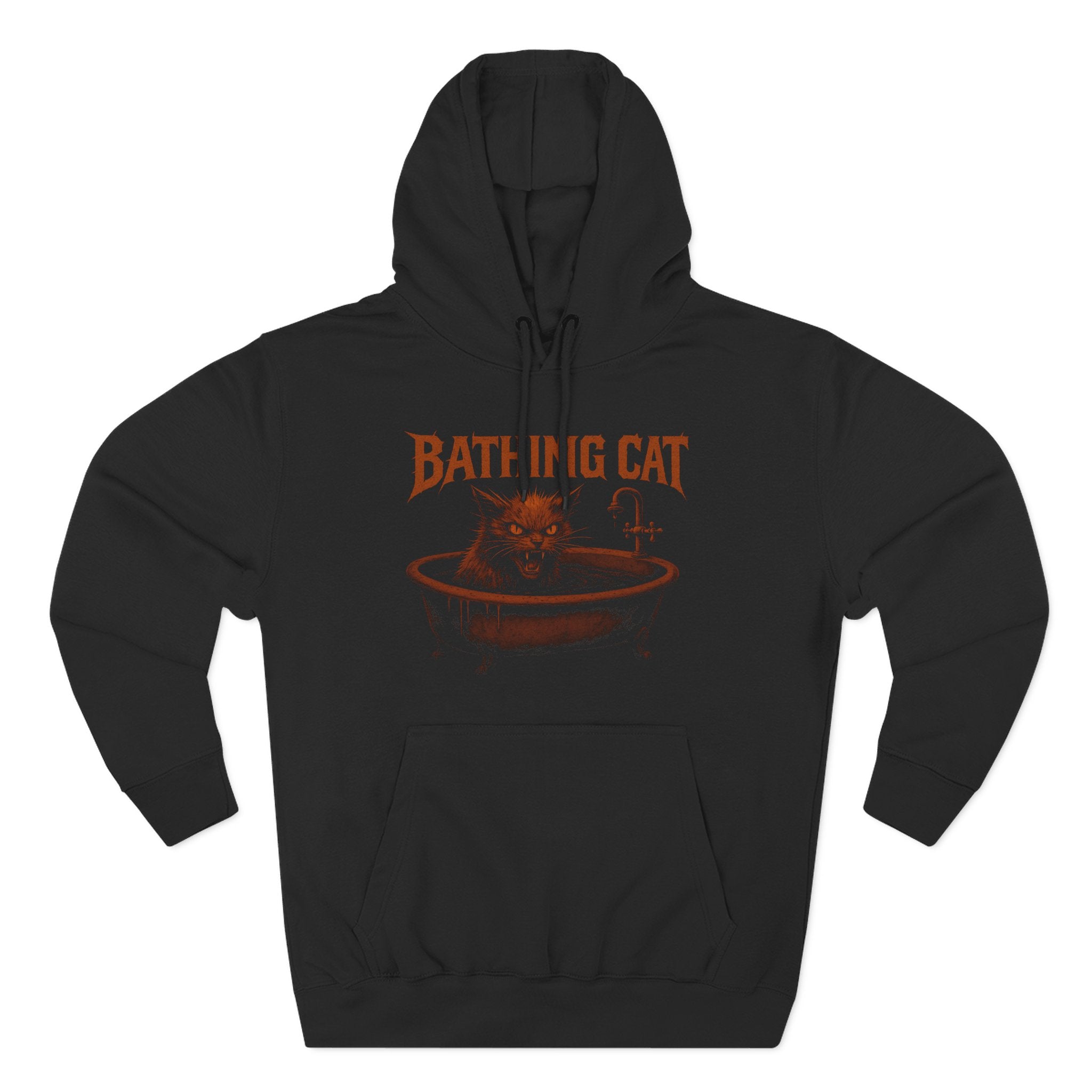 A Bathing Cat Tub Rage Graphic Black Hoodie