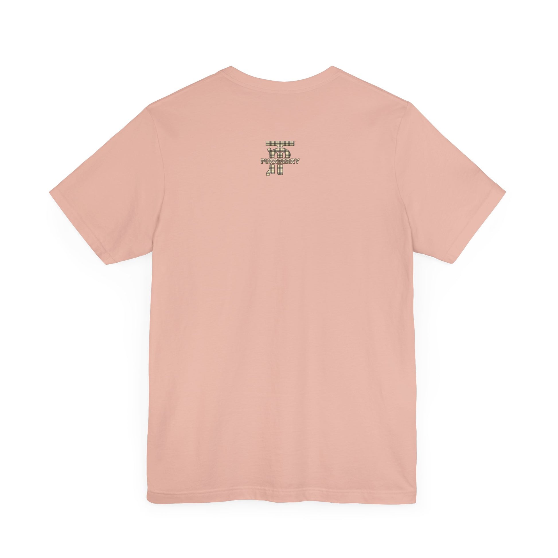 purrberry london mini crest cat graphic t shirt peach back view cat themed apparel