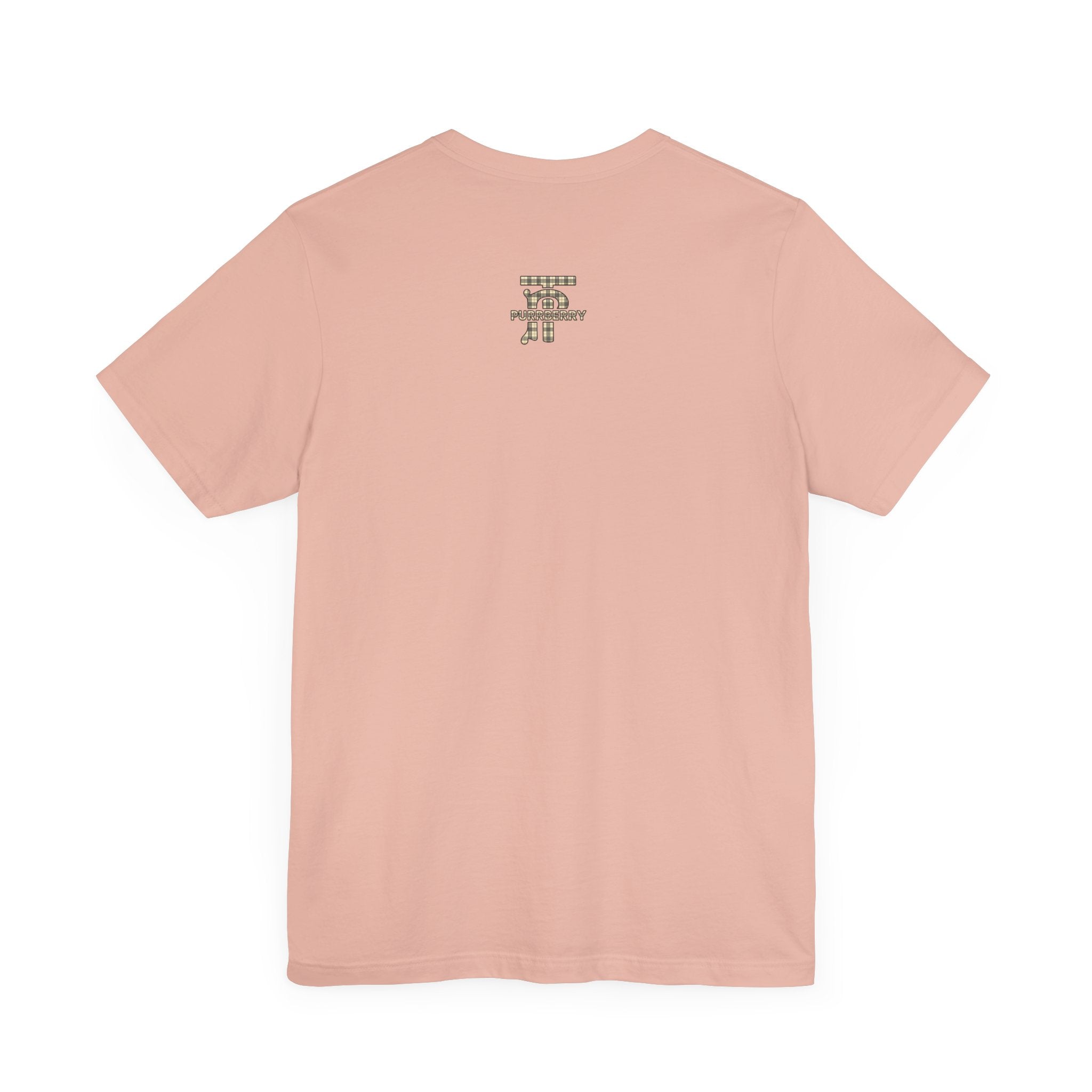 purrberry london mini crest cat graphic t shirt peach back view cat themed apparel