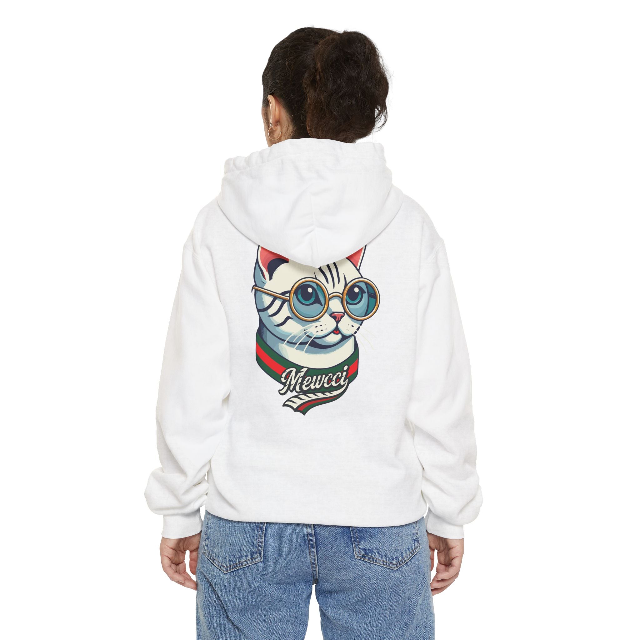 Mewcci Chest Logo Cat Icon Back Graphic Hoodie