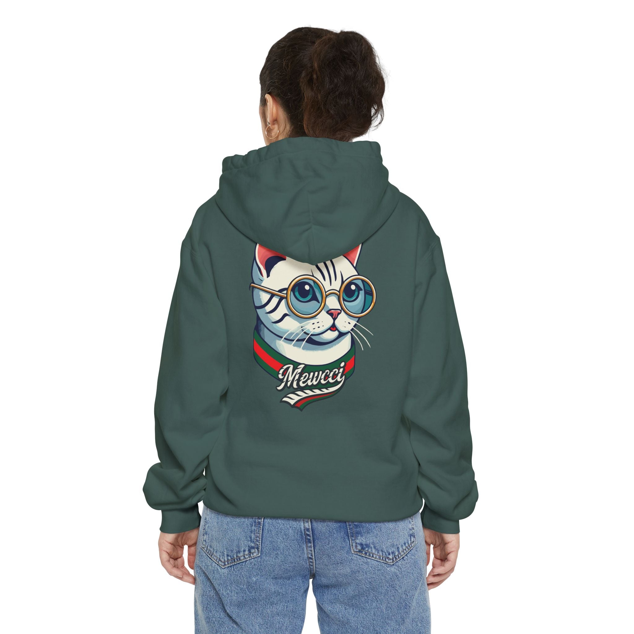 Mewcci Chest Logo Cat Icon Back Graphic Hoodie