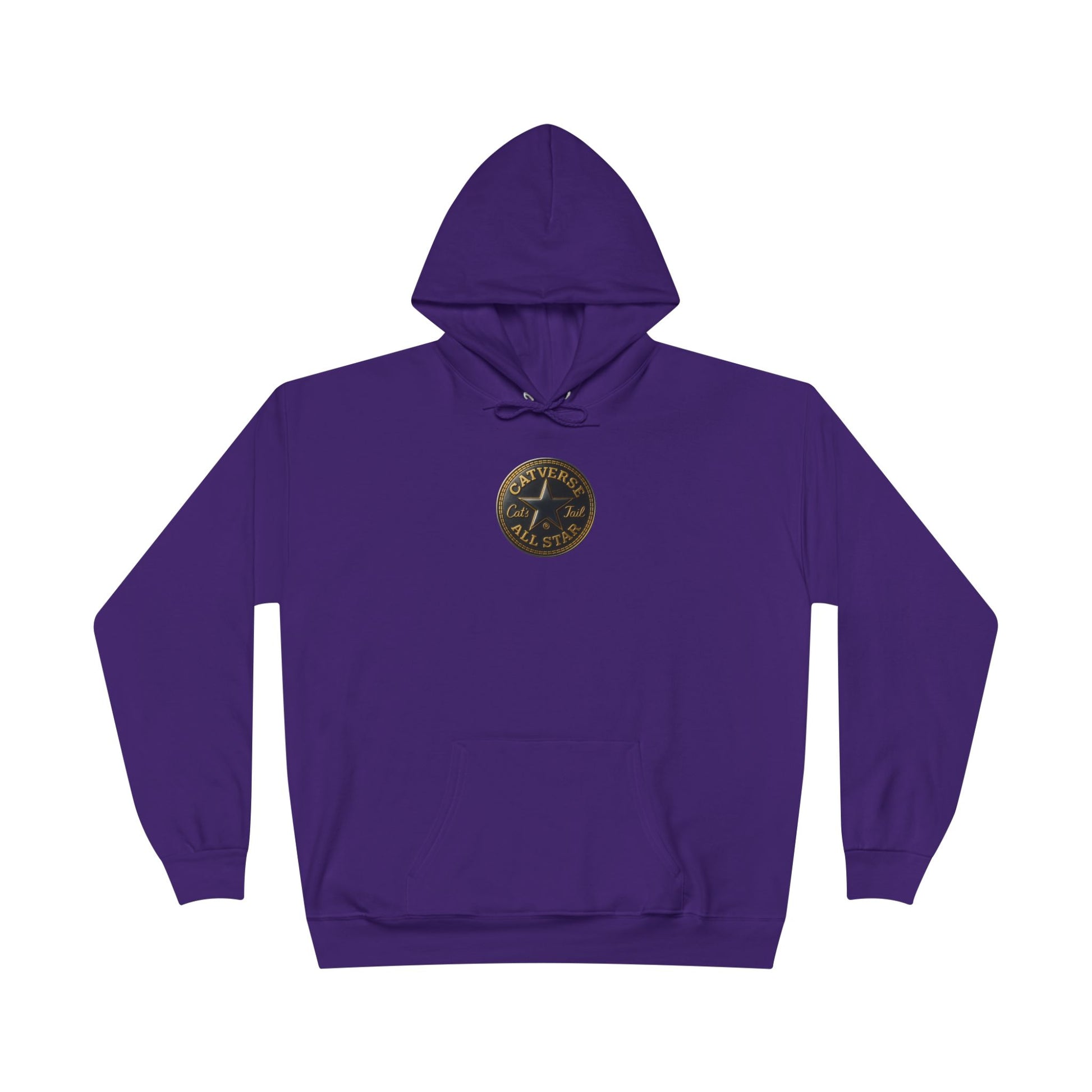 Catverse Chest Logo Cat Graphic Athletic Purple Hoodie, women's cat hoodie