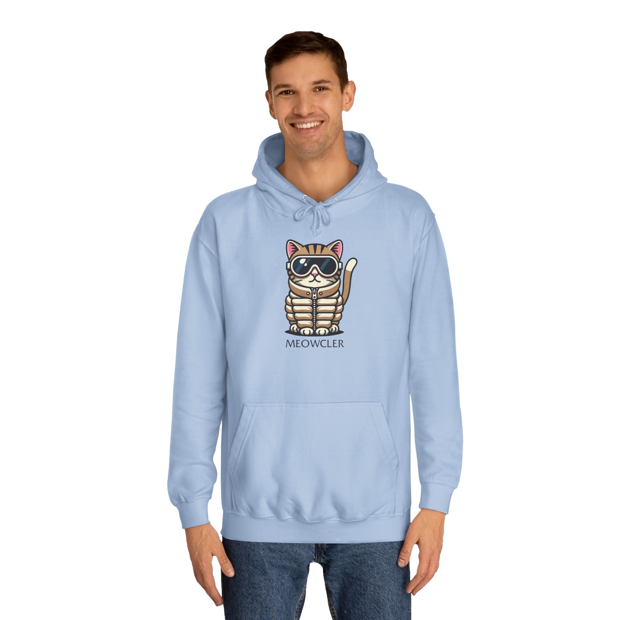 Meowcler Chest Puffer Cat Graphic Hoodie