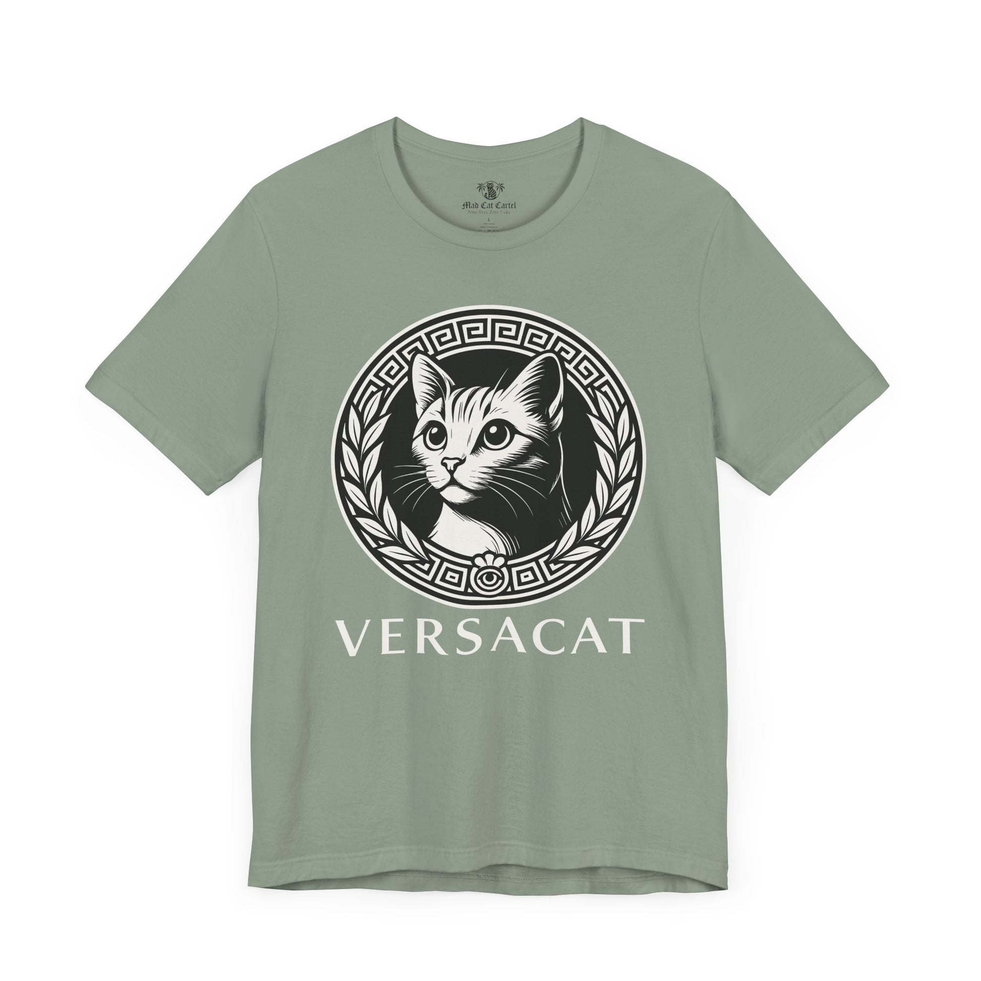 Sage green Versacat Royal Emblem cat t – cat lover shirts and shirts with cats on them