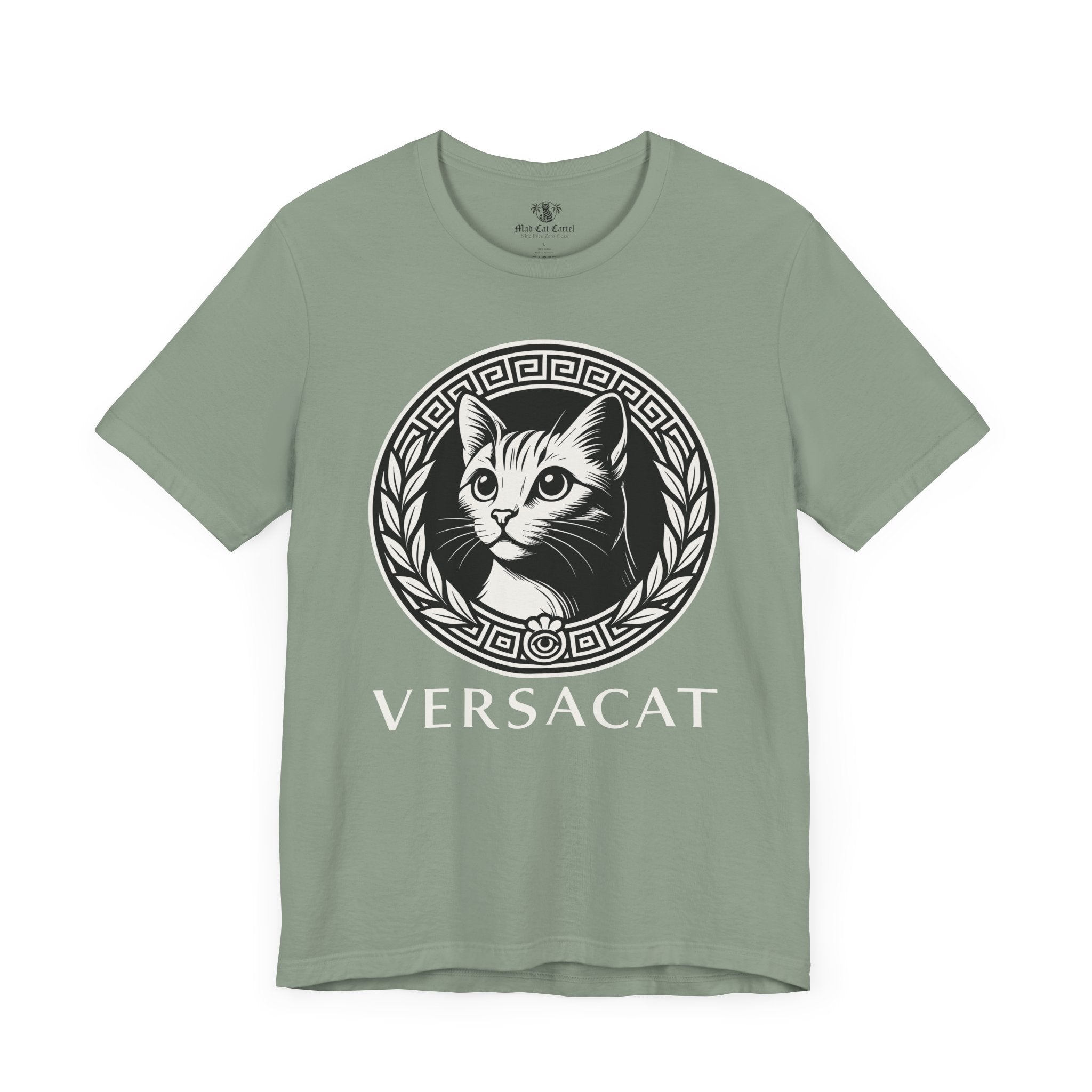 Sage green Versacat Royal Emblem cat t – cat lover shirts and shirts with cats on them