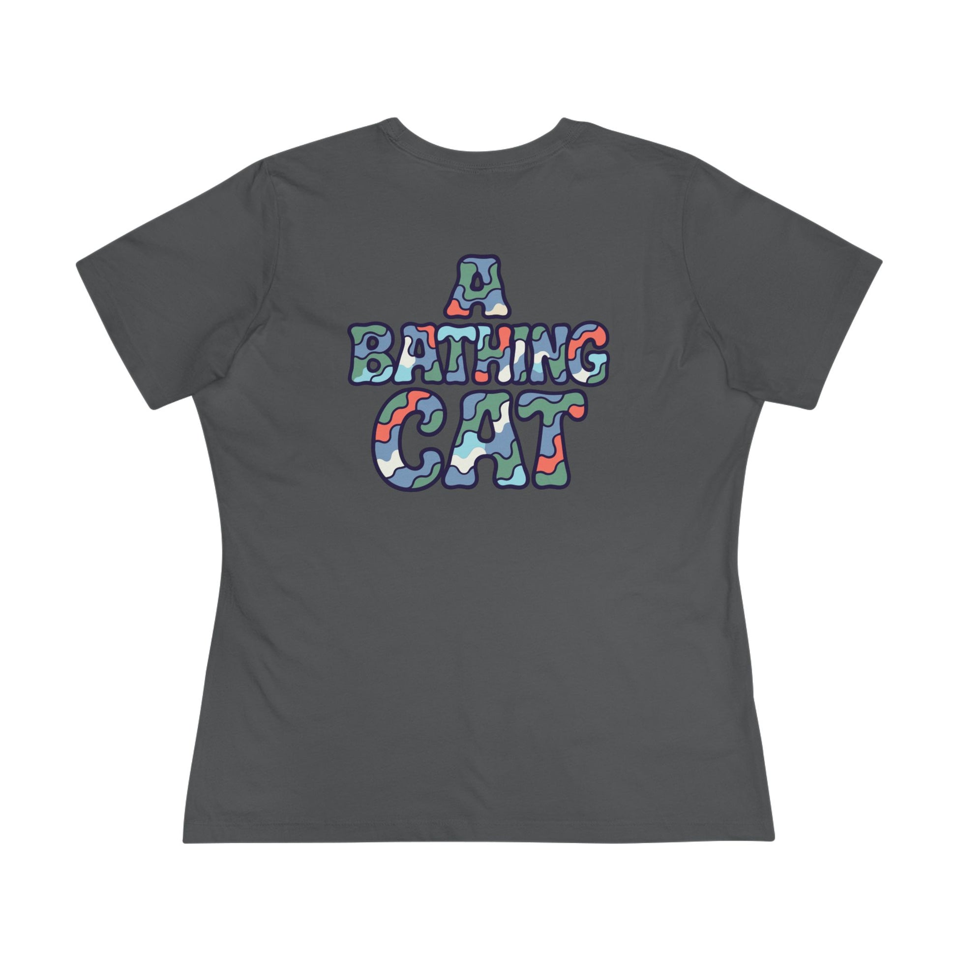 Asphalt cat lover shirts back view flat lay
