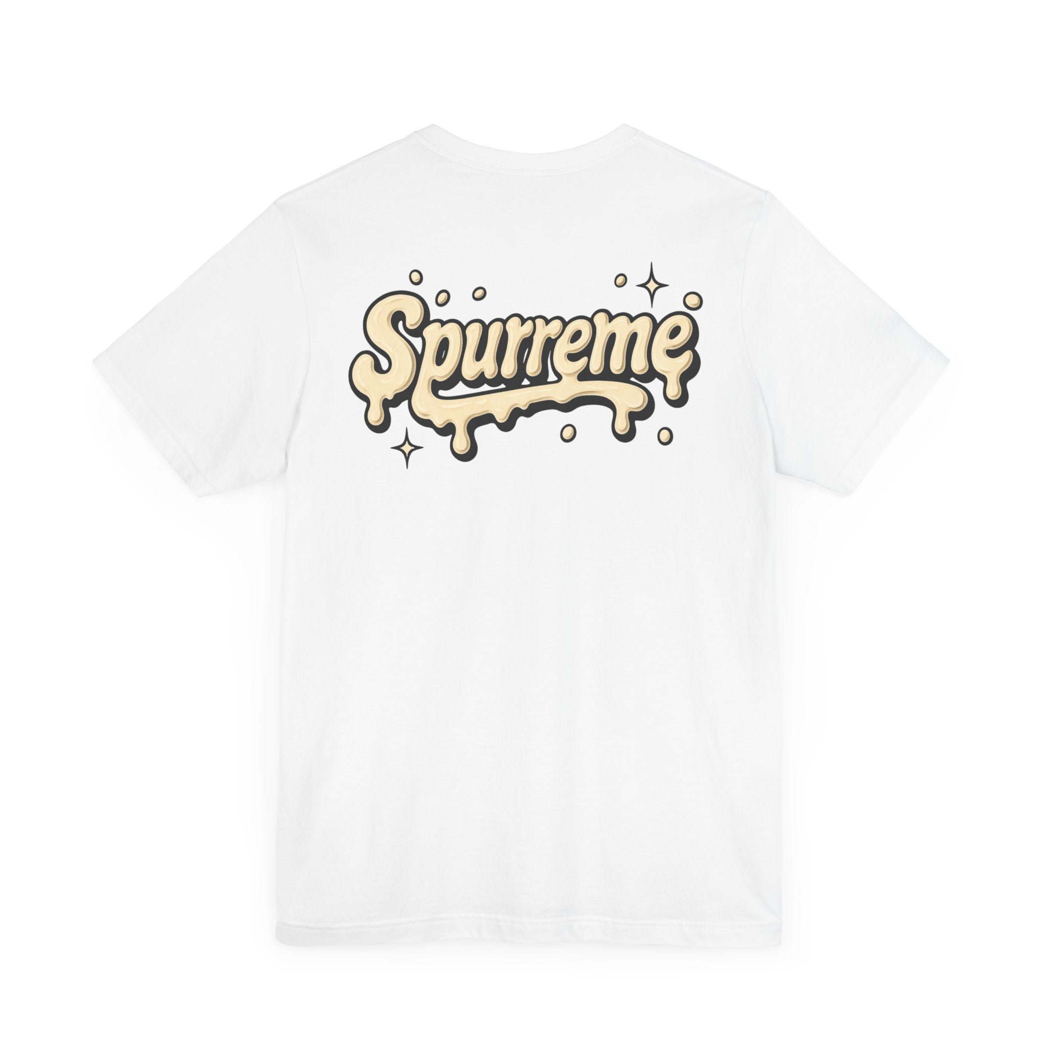 White cat graphic t shirt back view – funny cat apparel