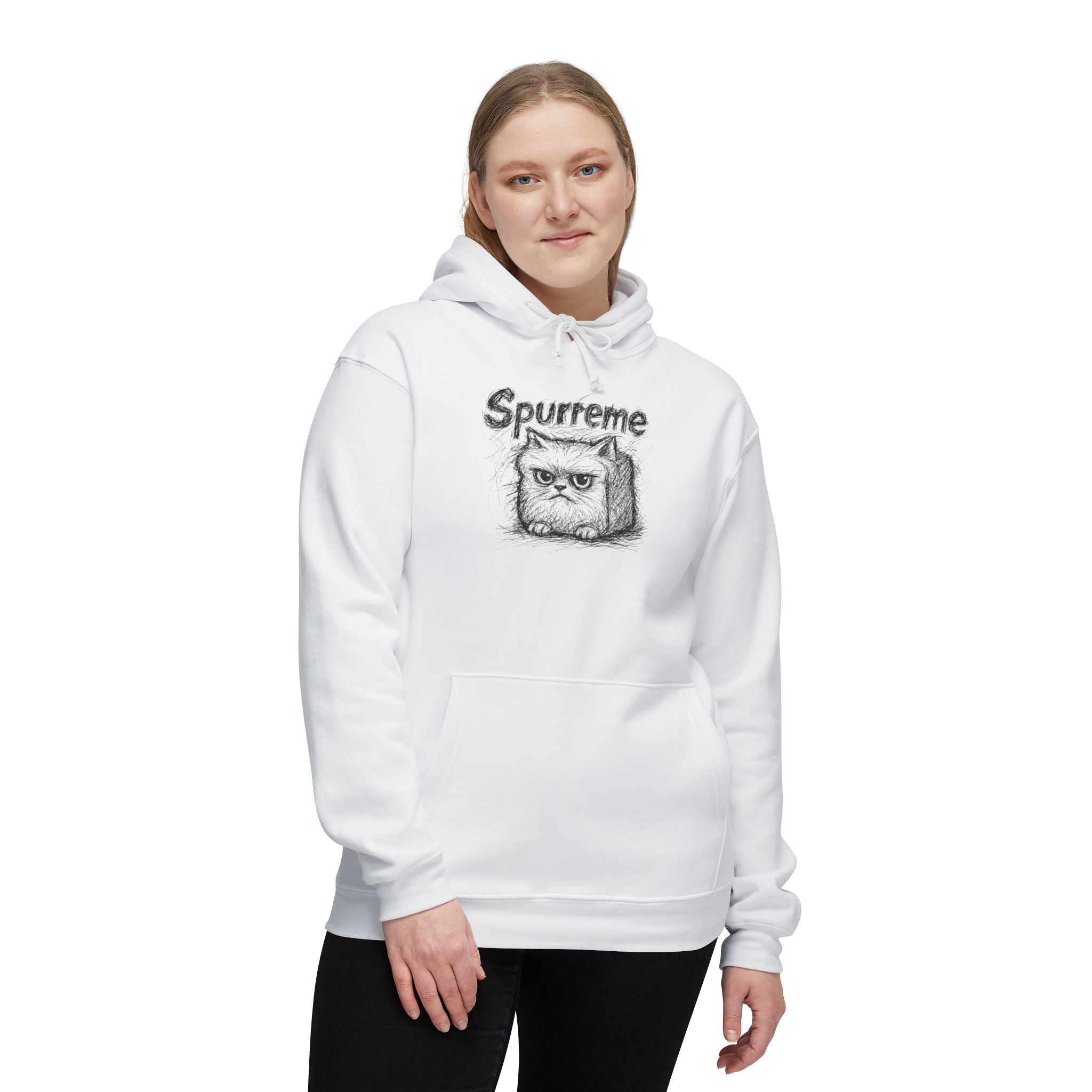Spurreme Angry Fluffy Loaf Kitty Sketch Graphic Hoodie