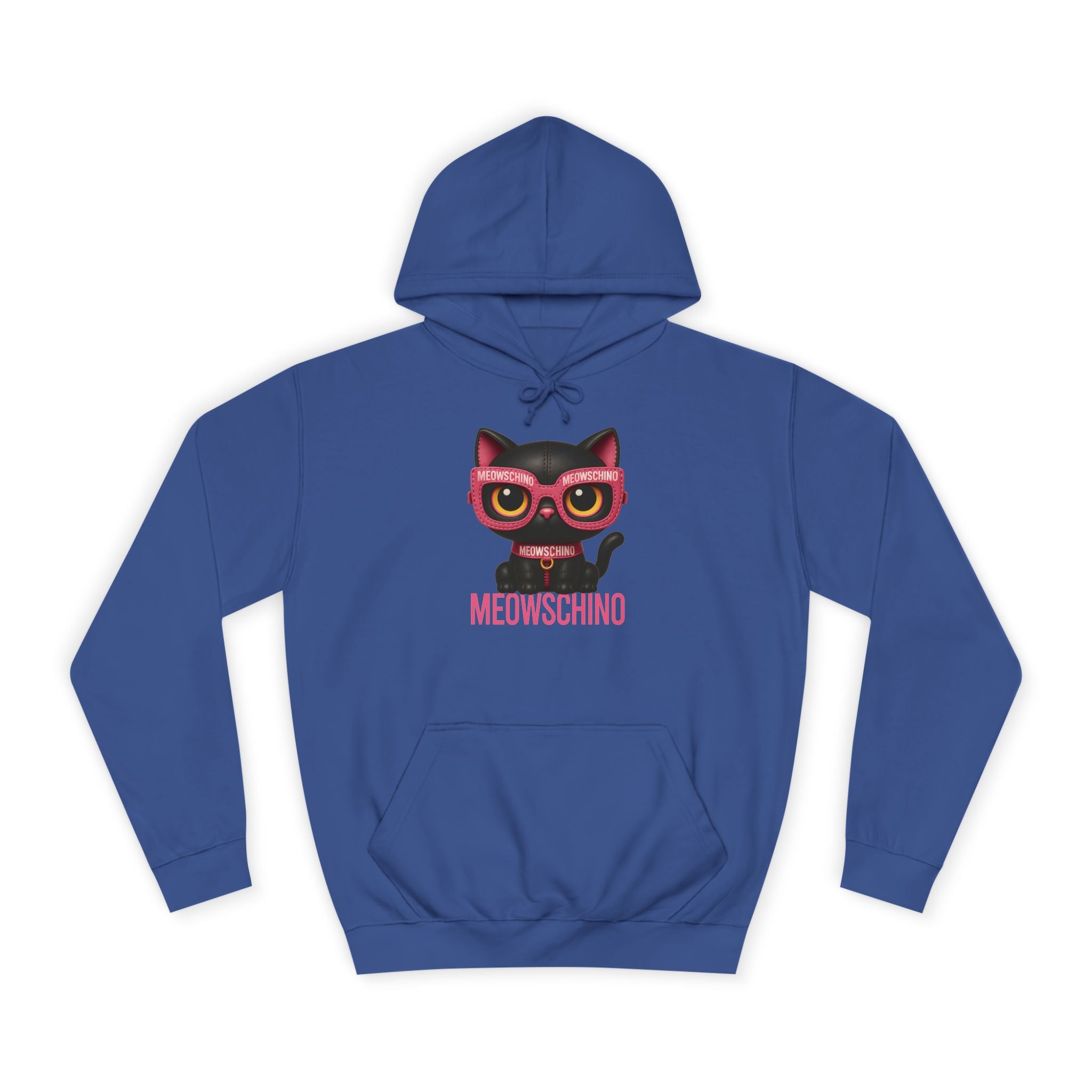 Meowschino Black Pink Leather Cat Graphic Hoodie
