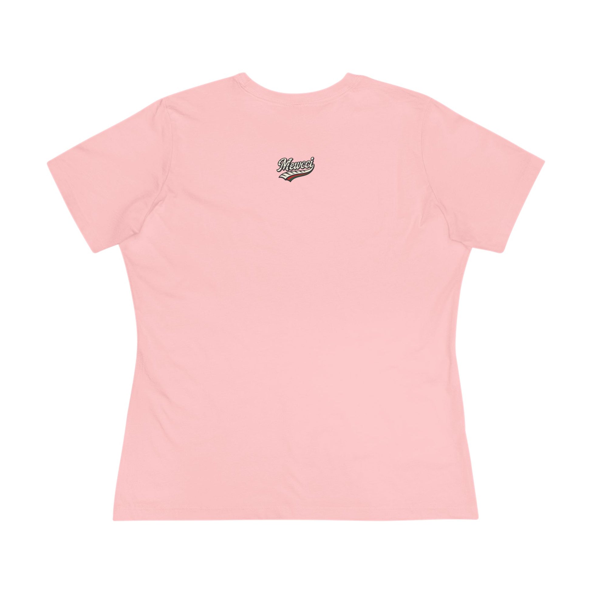 Pink women's t shirt flat lay back view funny cat tee shirts