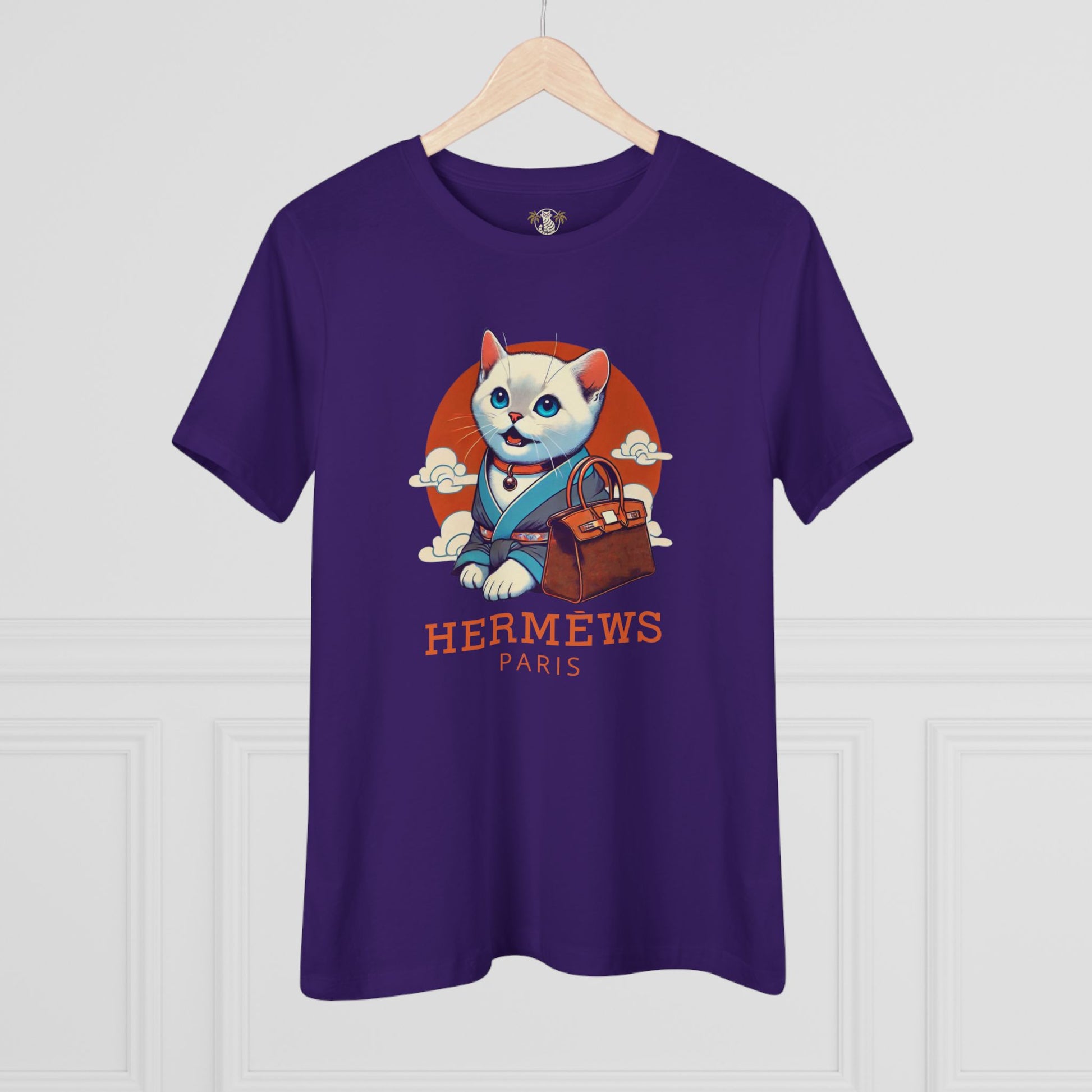 Hanging view Hermèws Paris Birkin Cat Women’s Team Purple T Shirt
