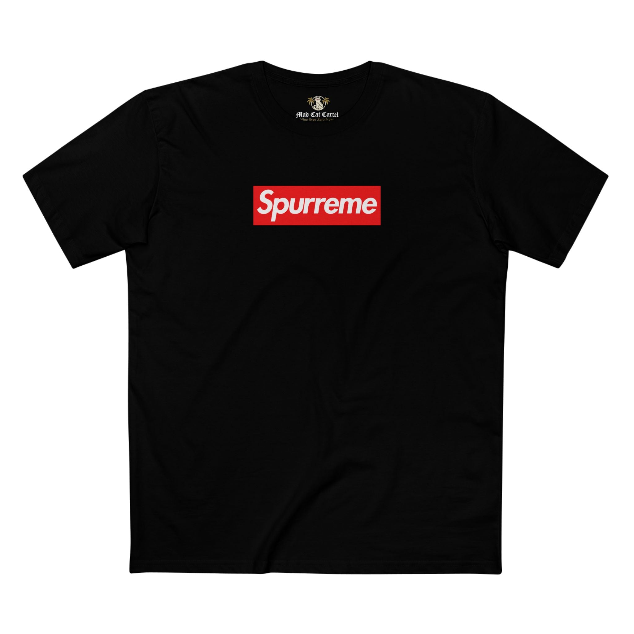Spurreme Box Logo Tee | Funny Designer Parody T-Shirt – Mad Cat Cartel