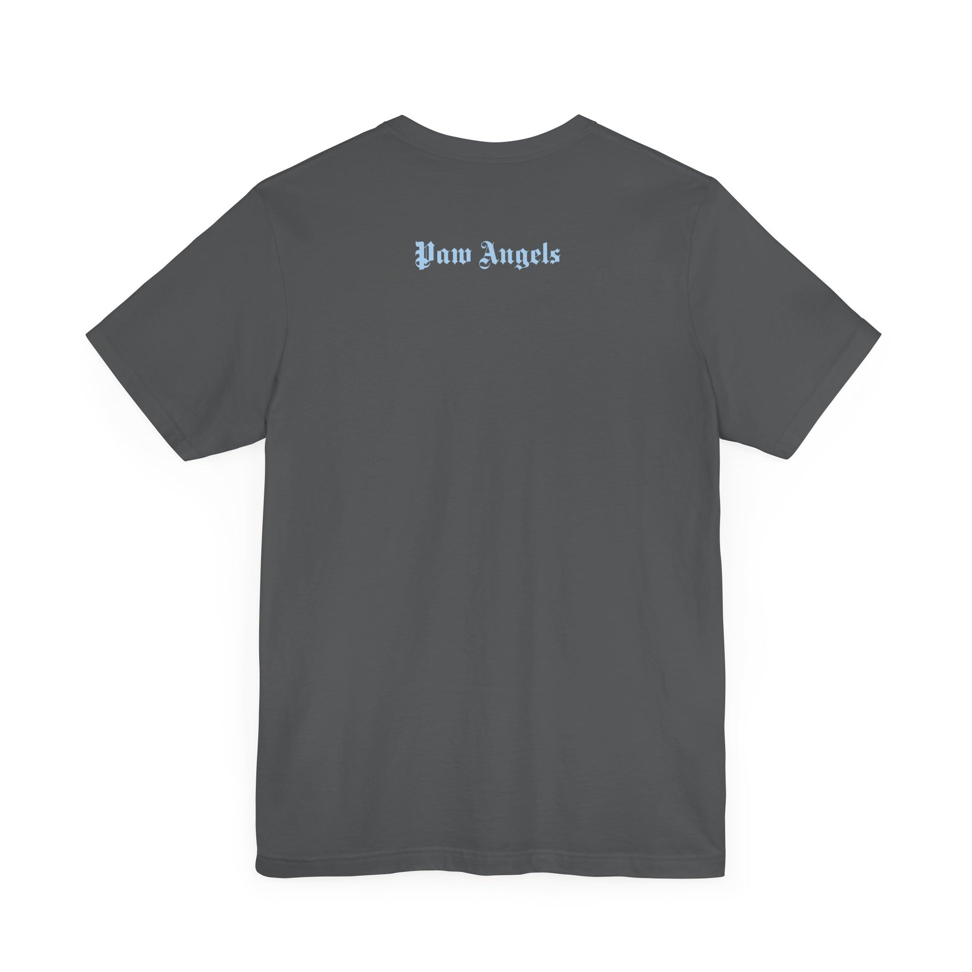 Asphalt gray back print t-shirt with script – cat shirts men