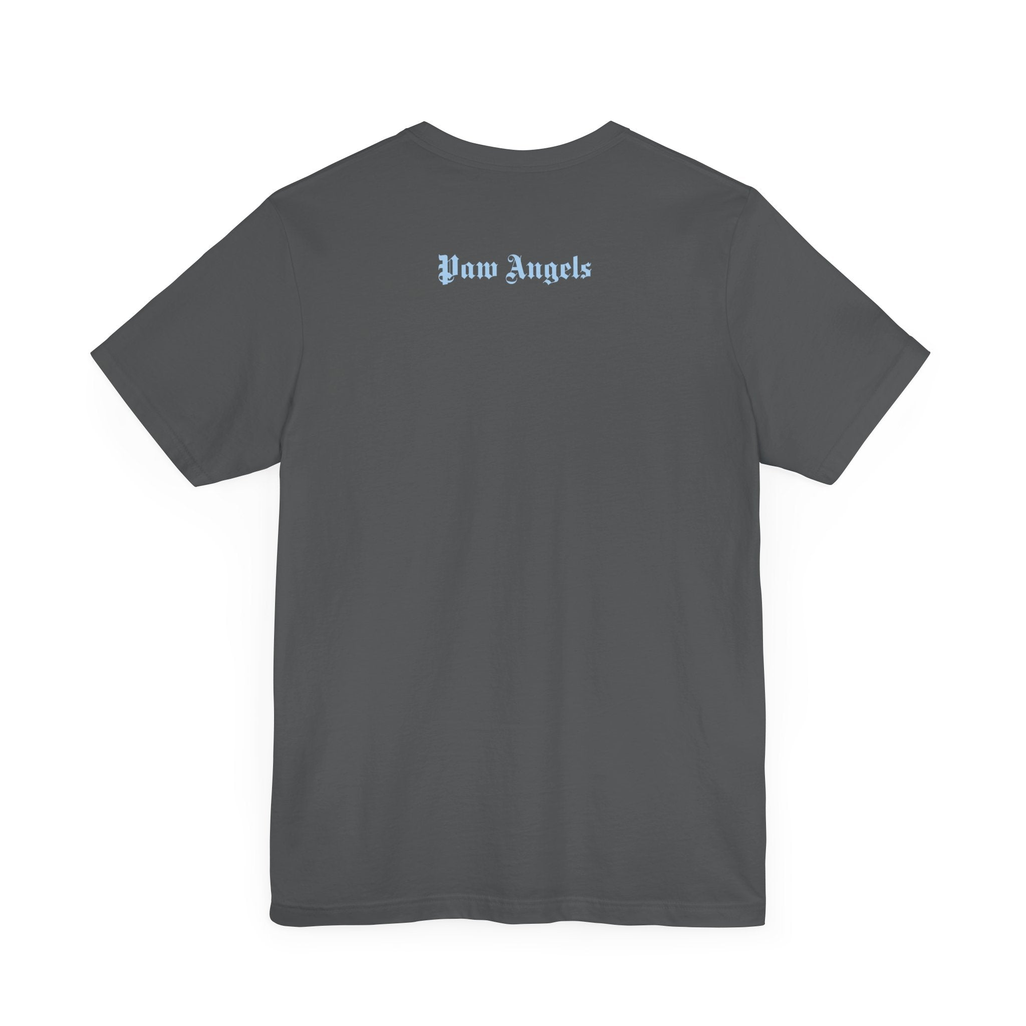 Asphalt gray back print t-shirt with script – cat shirts men
