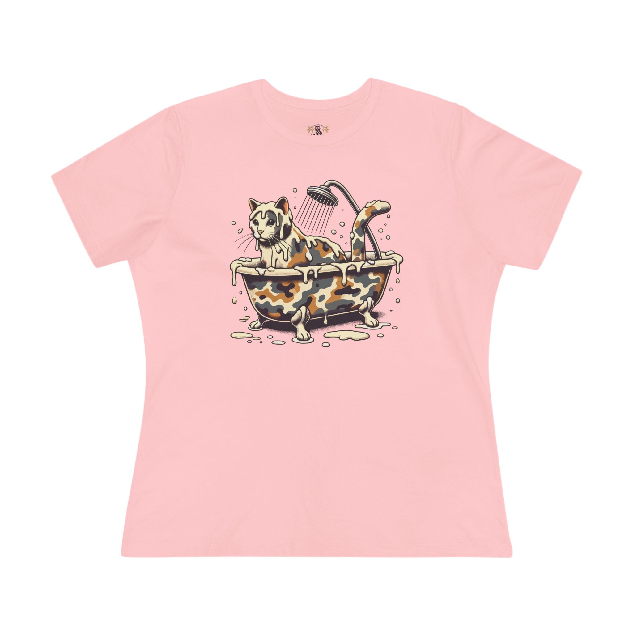 A Bathing Cat Camo Bath Drip Women’s Graphic Funny T Shirt for women