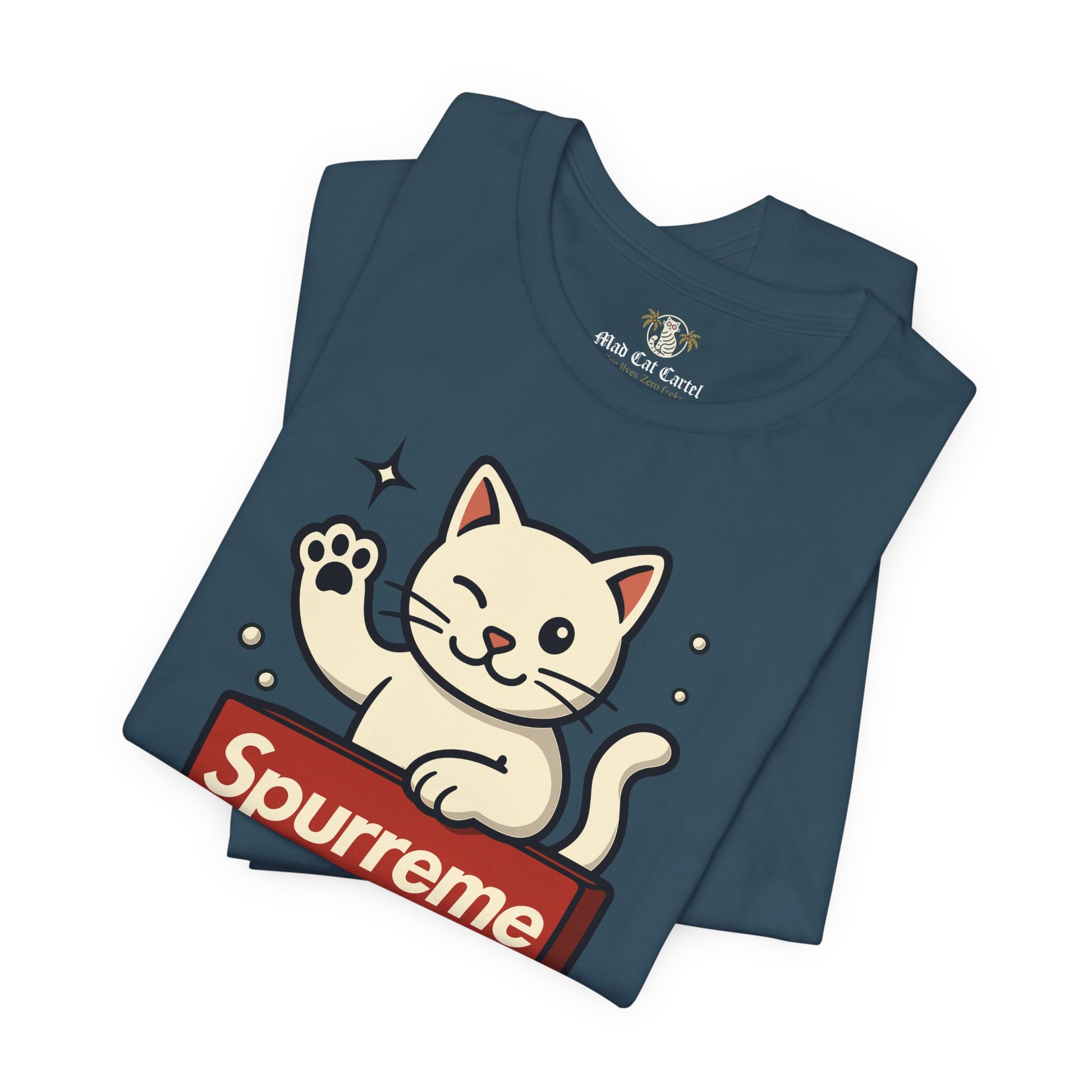 Deep teal t shirt folded front design men’s cat shirt, things to get cat lovers