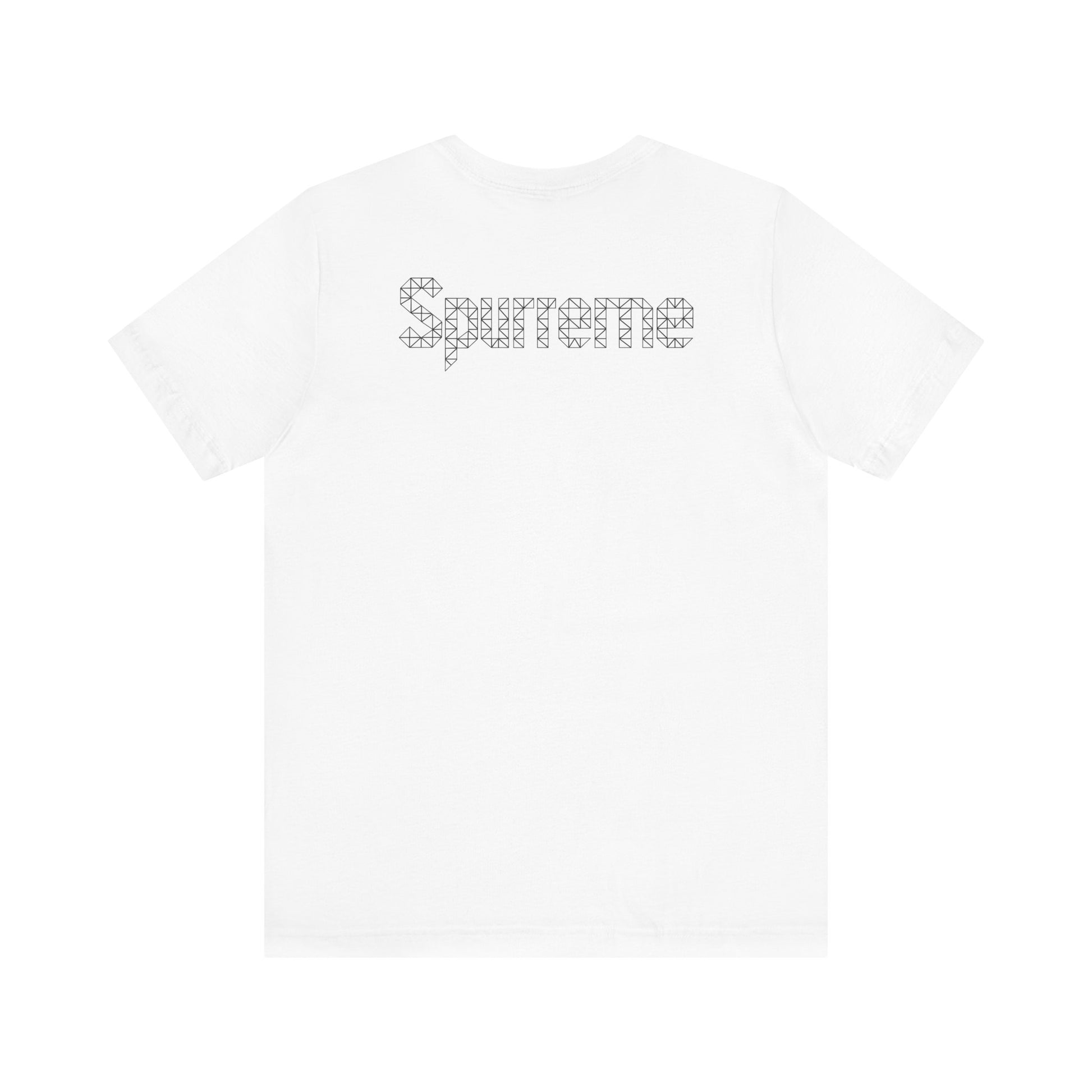 White Spurreme Triangular Vision Cat Graphic T-Shirt back view – cat lover t shirts