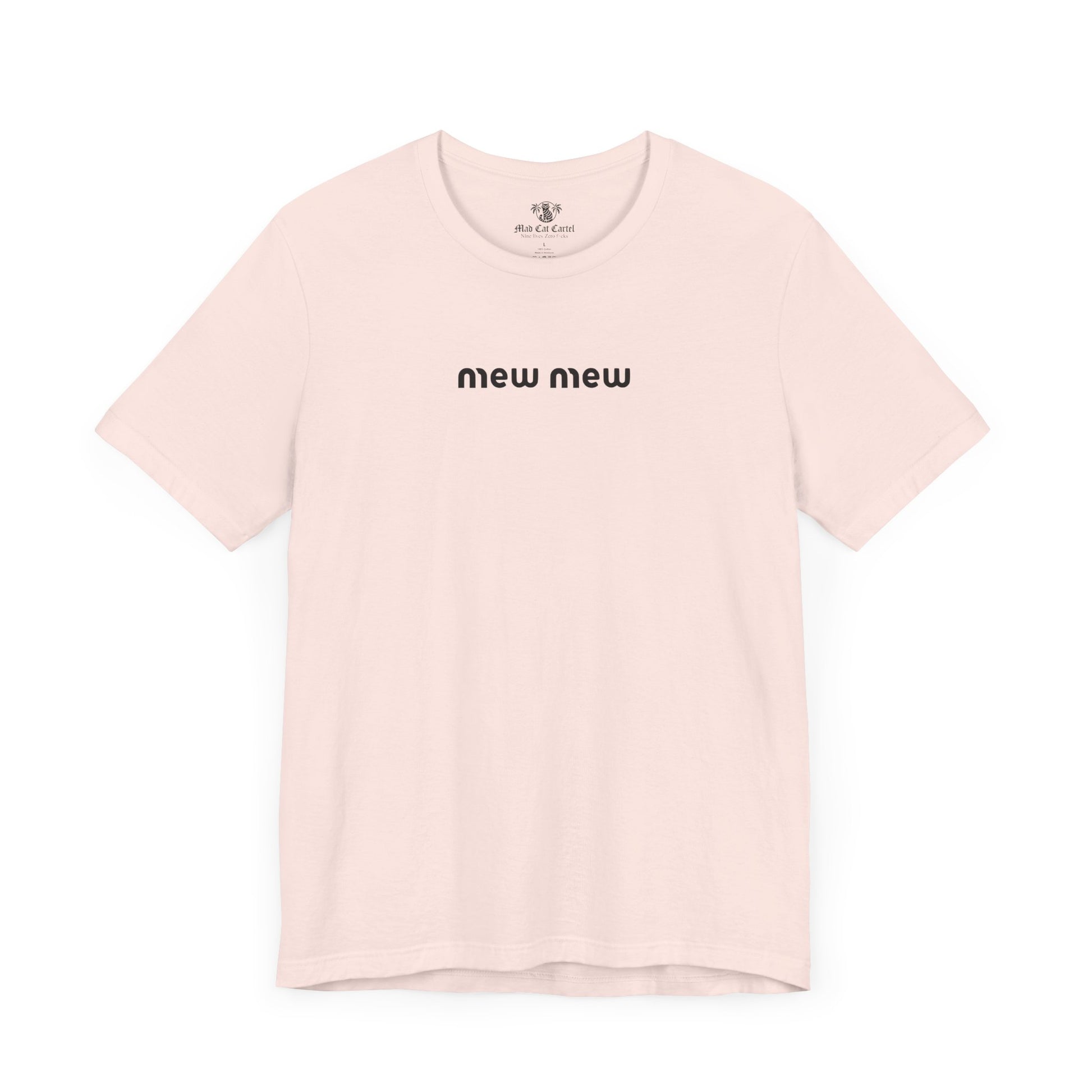 Soft Pink Mew Mew Retro Gentlecat Graphic T-Shirt flat lay – funny t-shirts womens