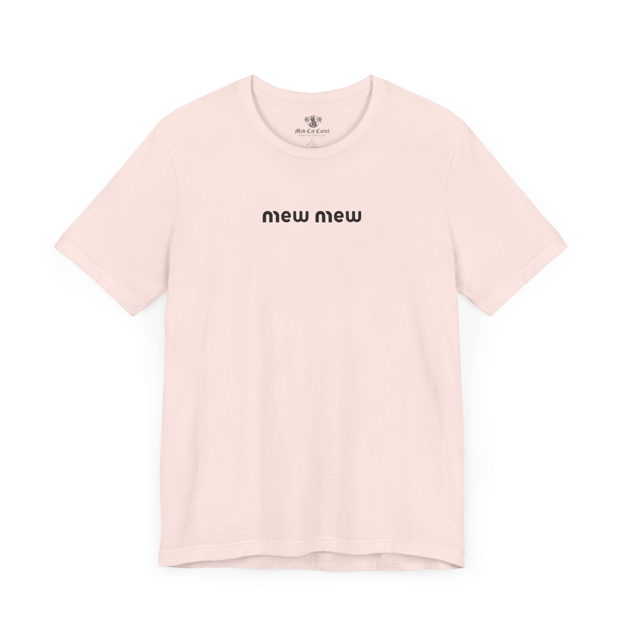 Soft Pink Mew Mew Retro Gentlecat Graphic T-Shirt flat lay – funny t-shirts womens