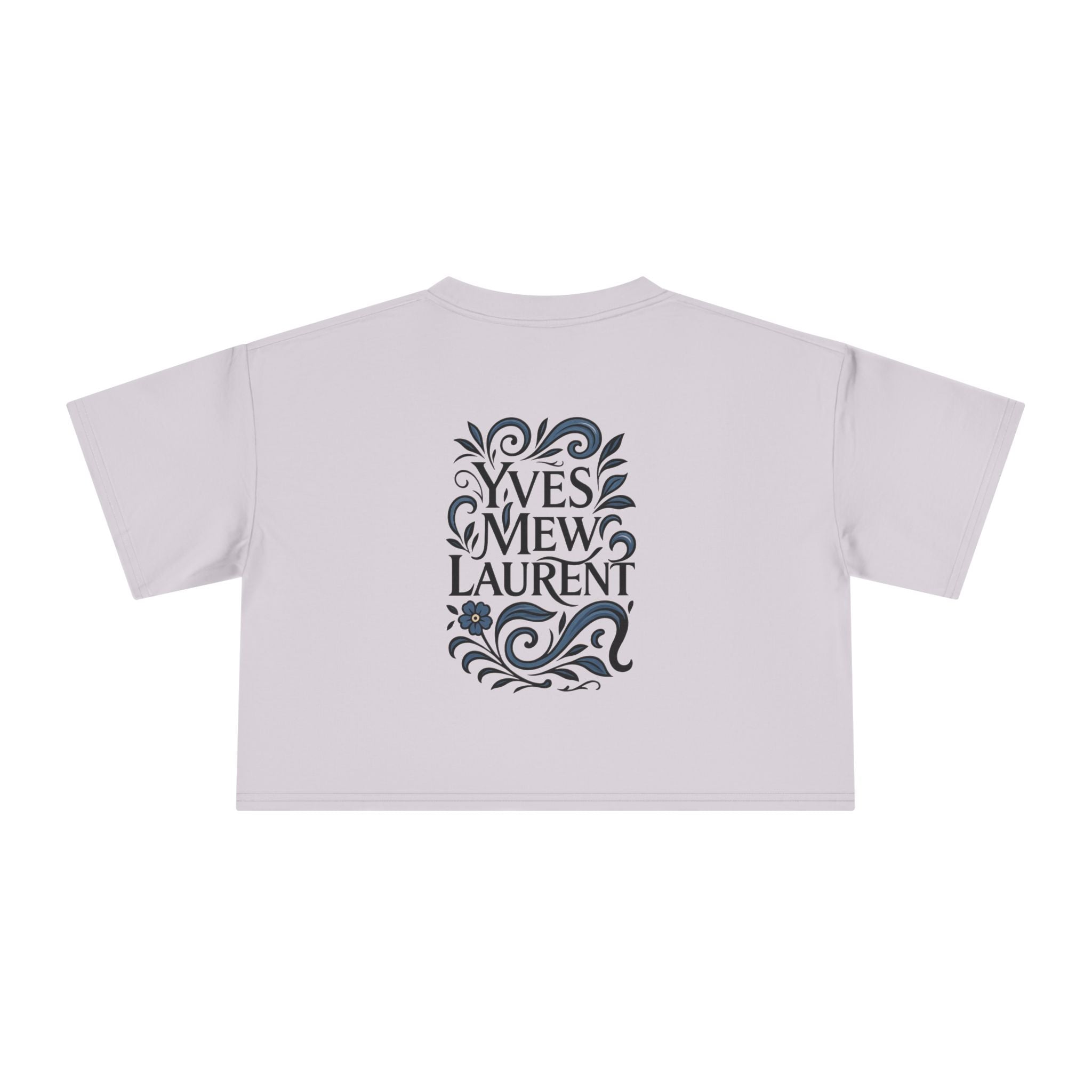 Yves Mew Laurent Floral Cat Art Women’s Cropped T Shirt