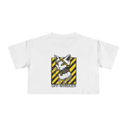 Off-Whisker Industrial Drip Cat Graphic Women's Crop T-Shirt, white crop top front view
