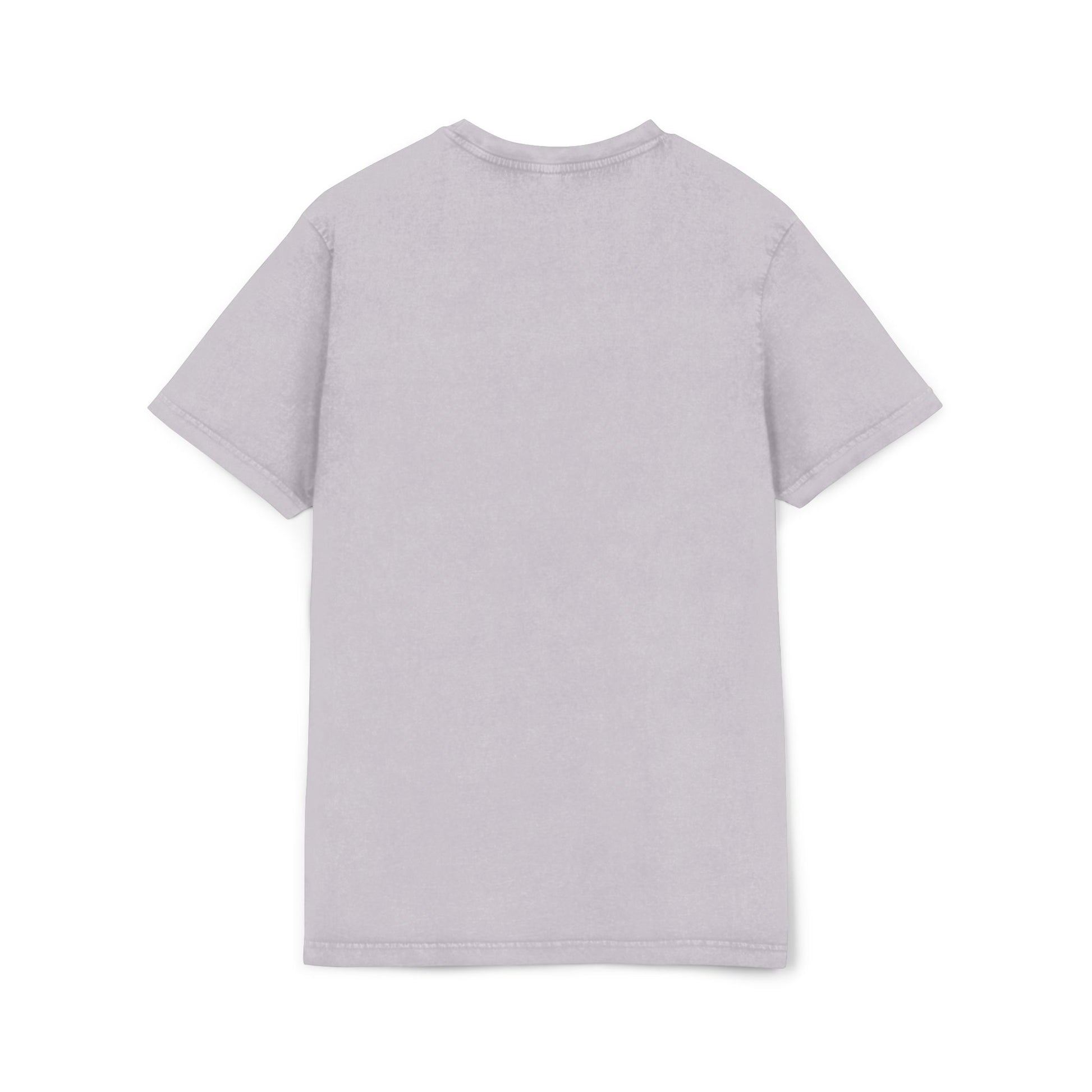 Off-Whisker Drift Cat Sketch Acid Washed T Shirt Soft Lilac Purple, plain back view