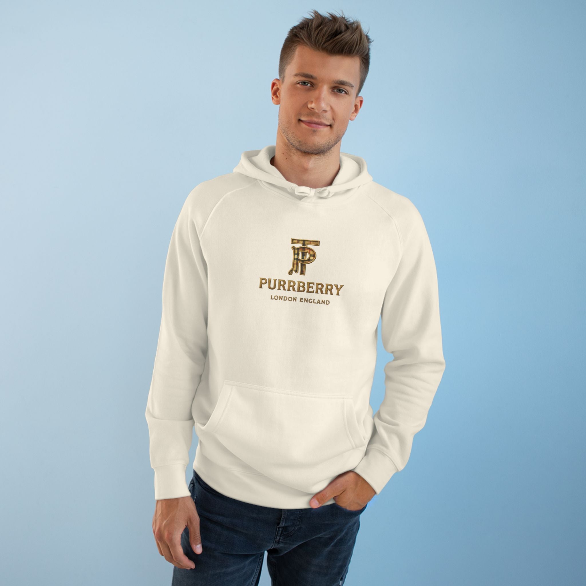 Purrberry Chest Logo Steampunk Couture Cat Graphic Hoodie