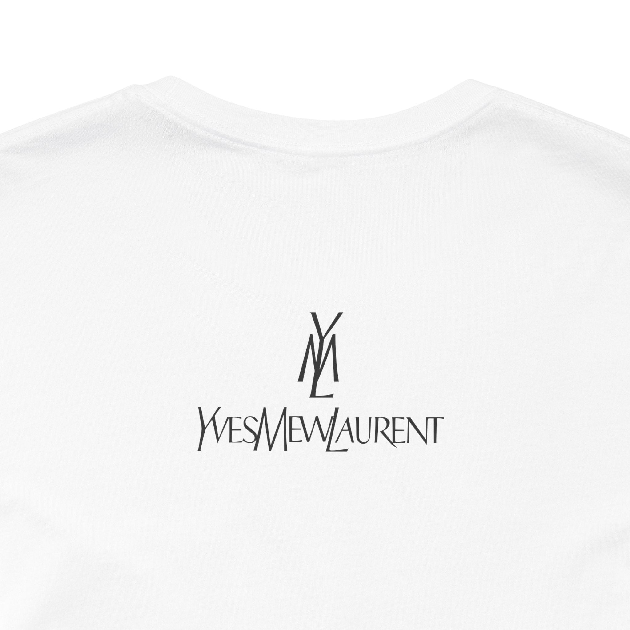 back detail, white cats t shirt, relaxed cut, unisex style, logo close up