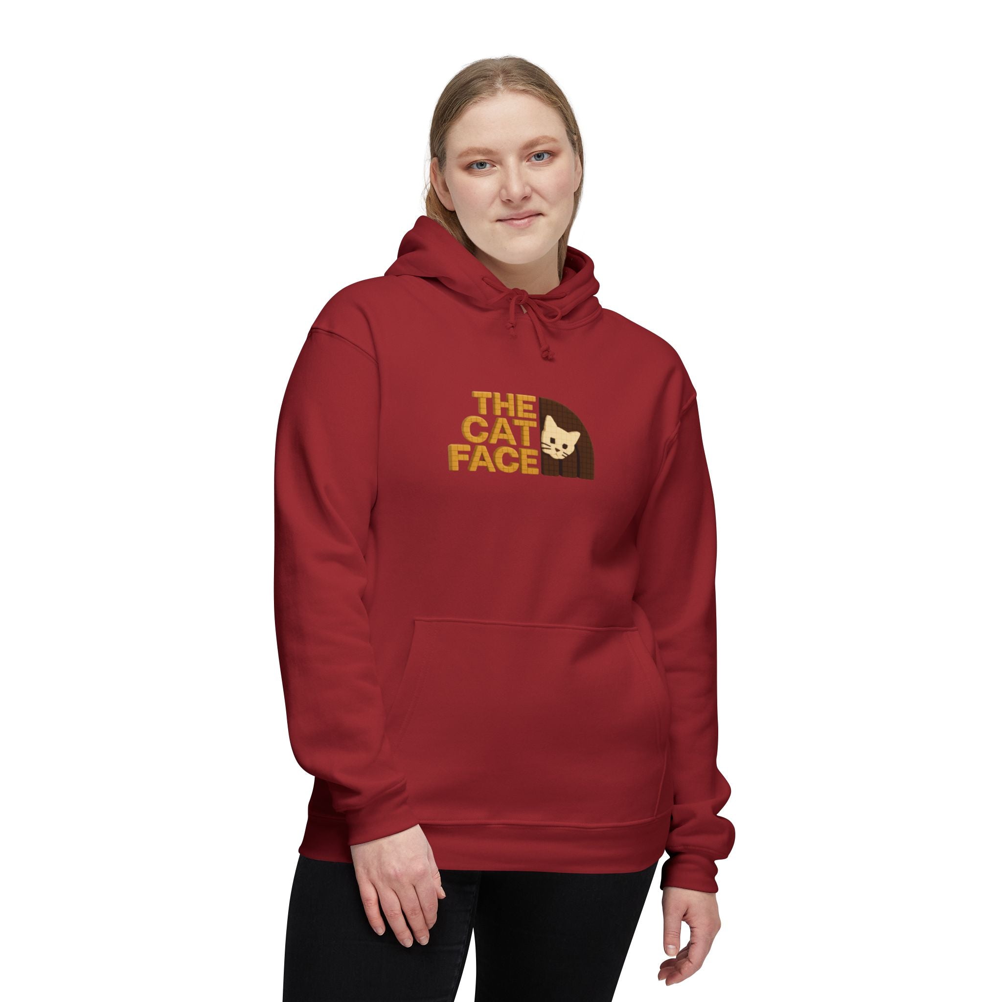 The Cat Face 3D Wool Block Chest Logo & Back Cat Graphic Hoodie