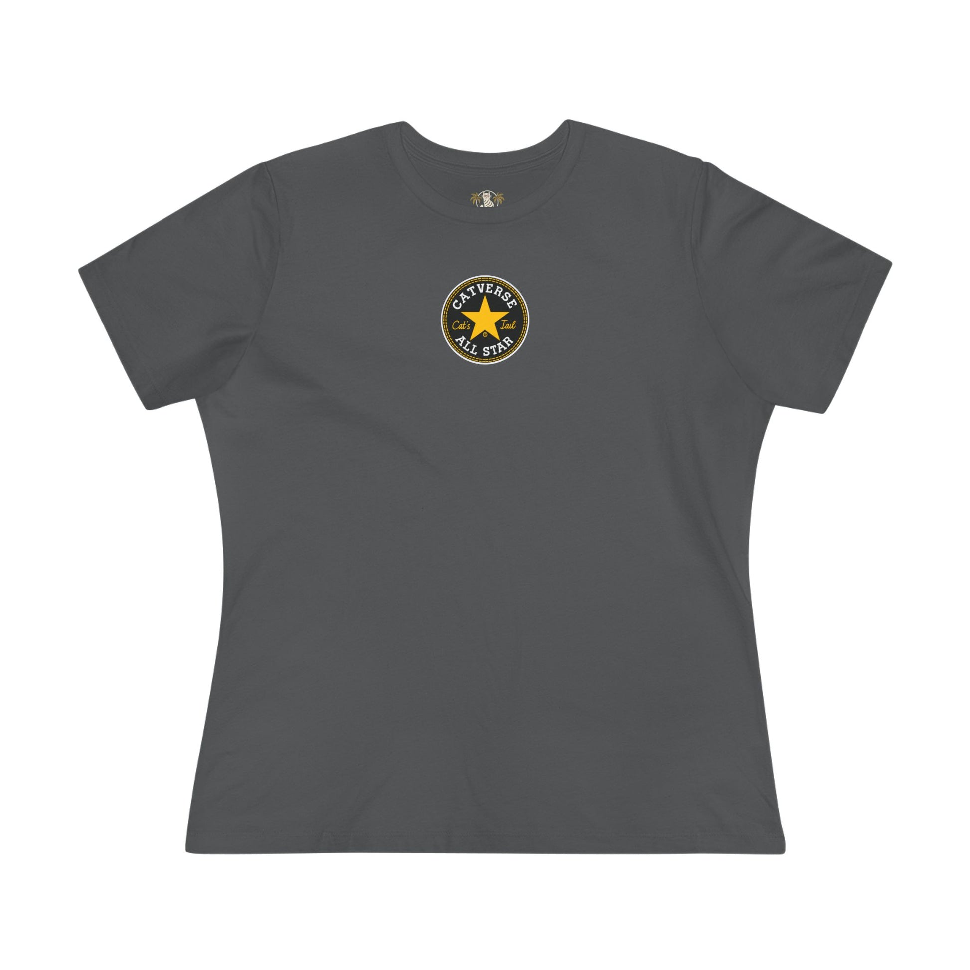 Funny shirts for women, asphalt gray women’s cat lover t shirt front view