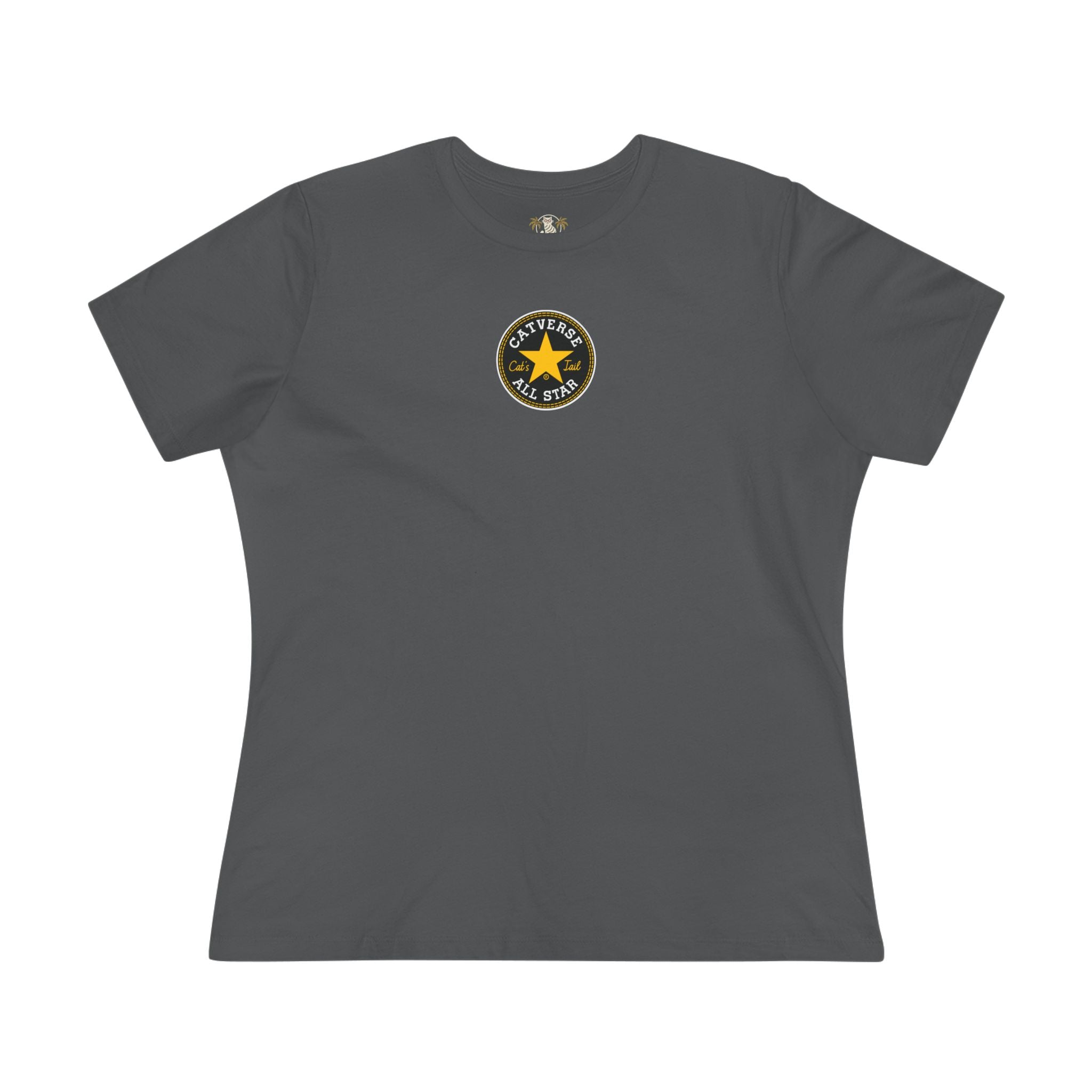 Funny shirts for women, asphalt gray women’s cat lover t shirt front view