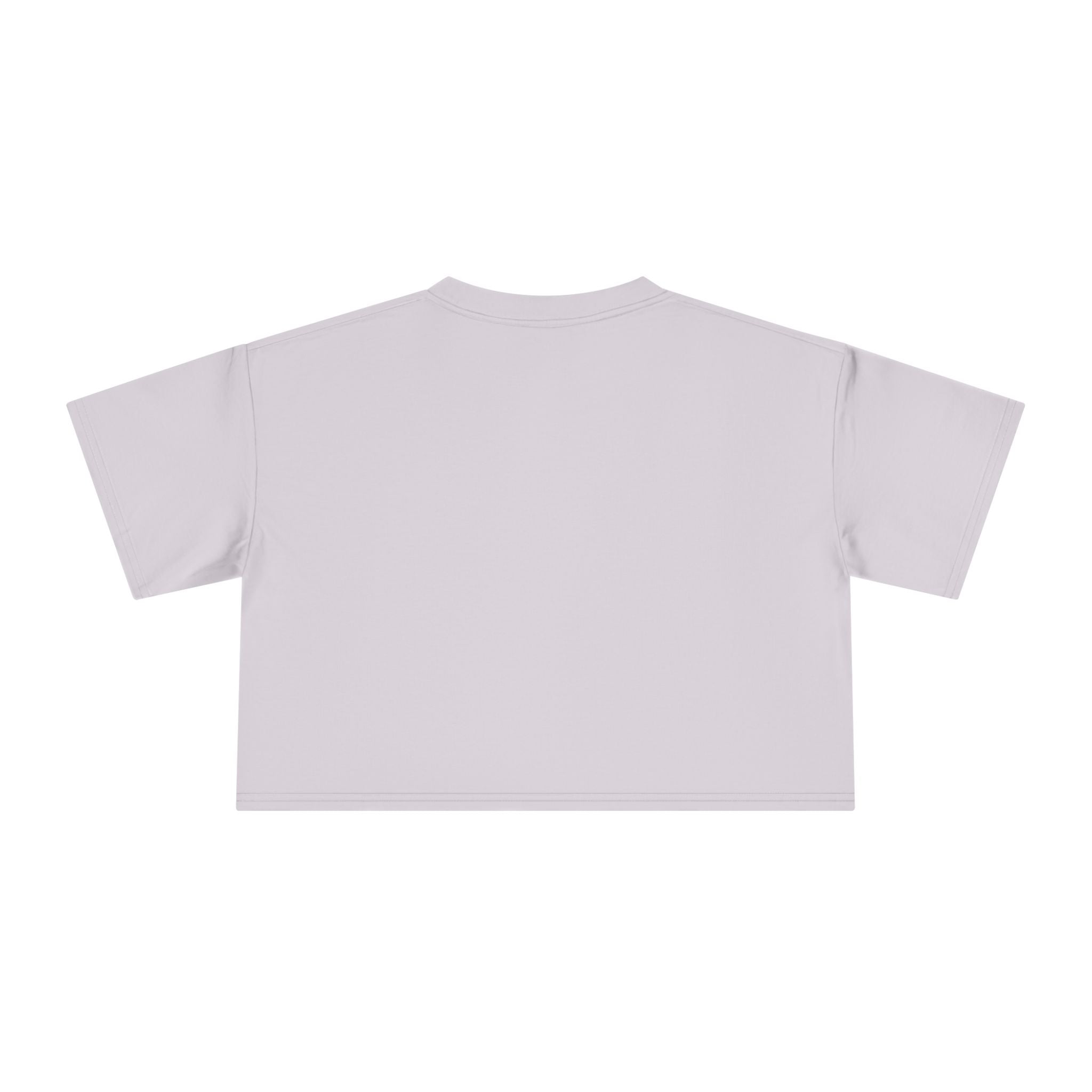 orchid pink crop tee back view, graphic crop top for women