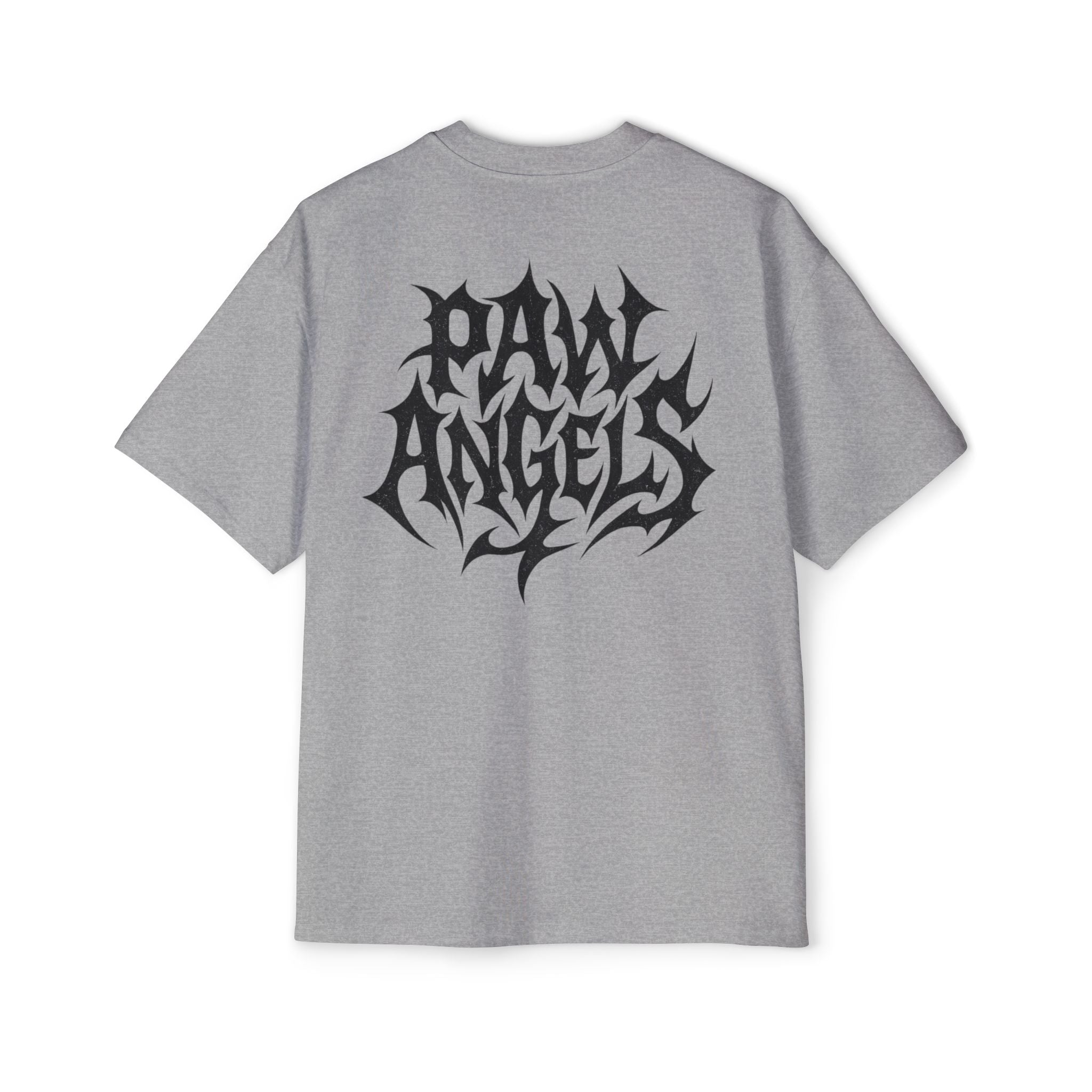 Front view of Paw Angels Hellcat cypress green men's oversized cat t-shirt – cat lover t shirt