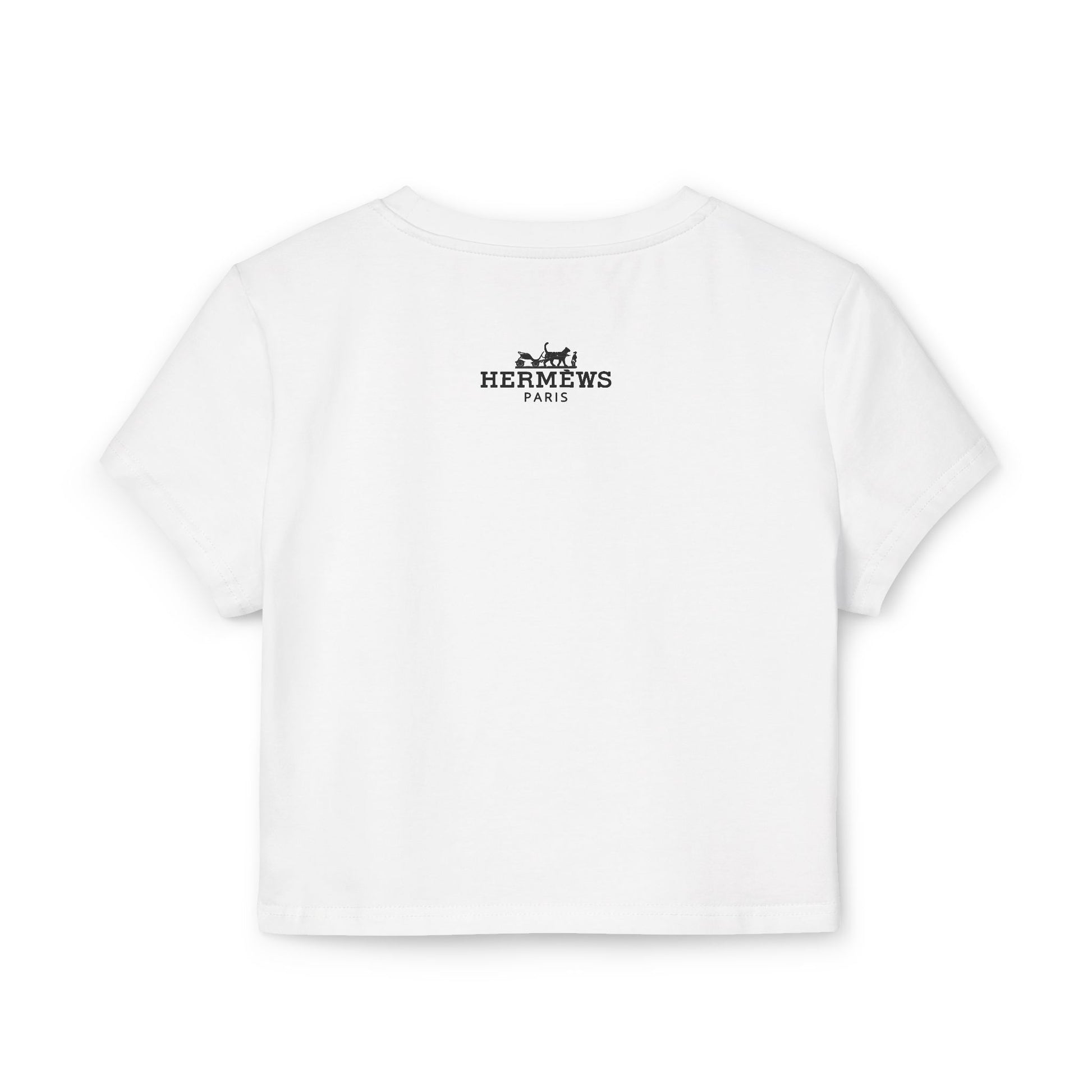 Back view Hermèws Paris Chic Cat Women’s White Crop Top