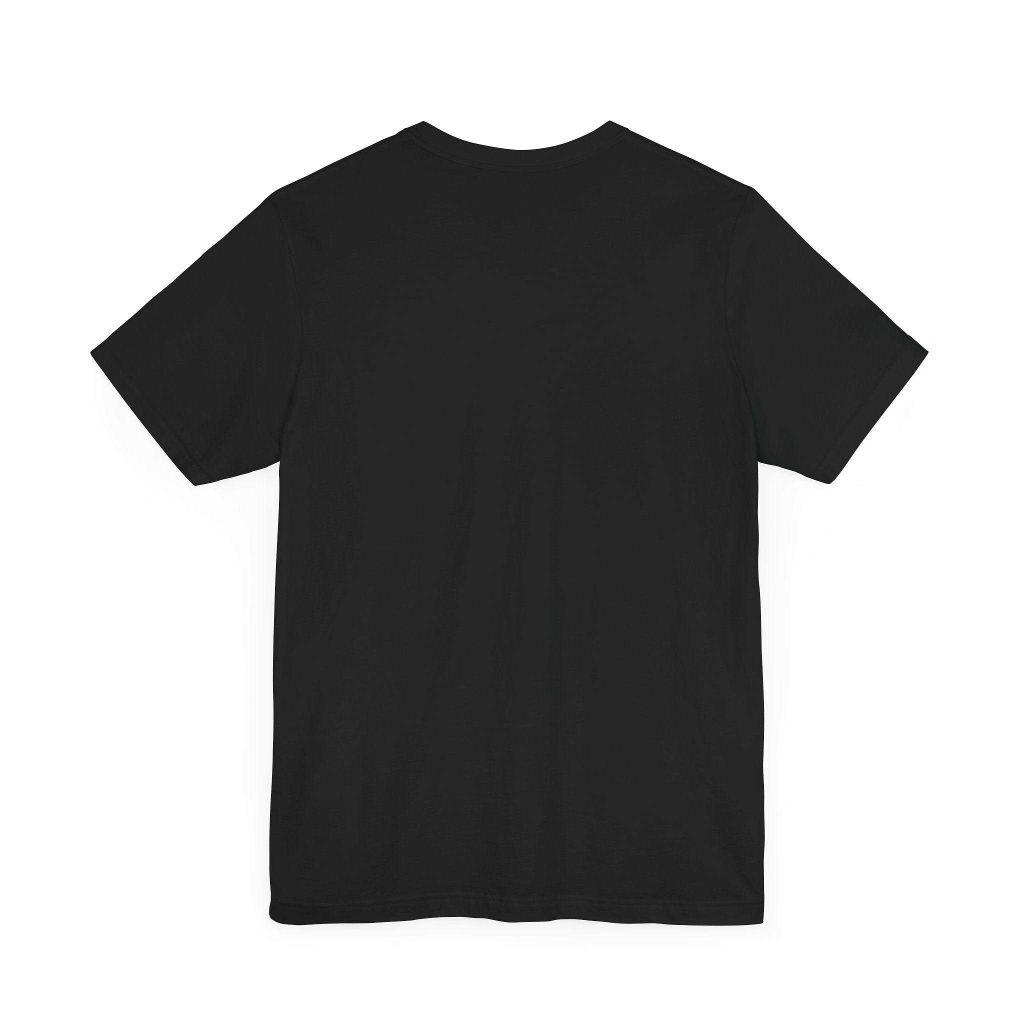 Back view of Purrada Chest Logo Black T Shirt, funny cat lovers gifts unisex
