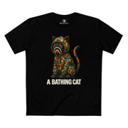 A Bathing Cat Jungle Predator Graphic T Shirt, t shirts with cats for men and women