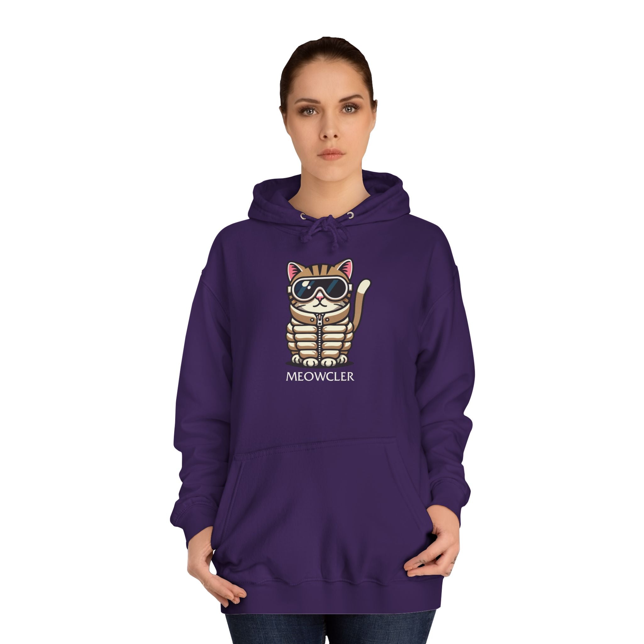 Meowcler Chest Puffer Cat Graphic Hoodie