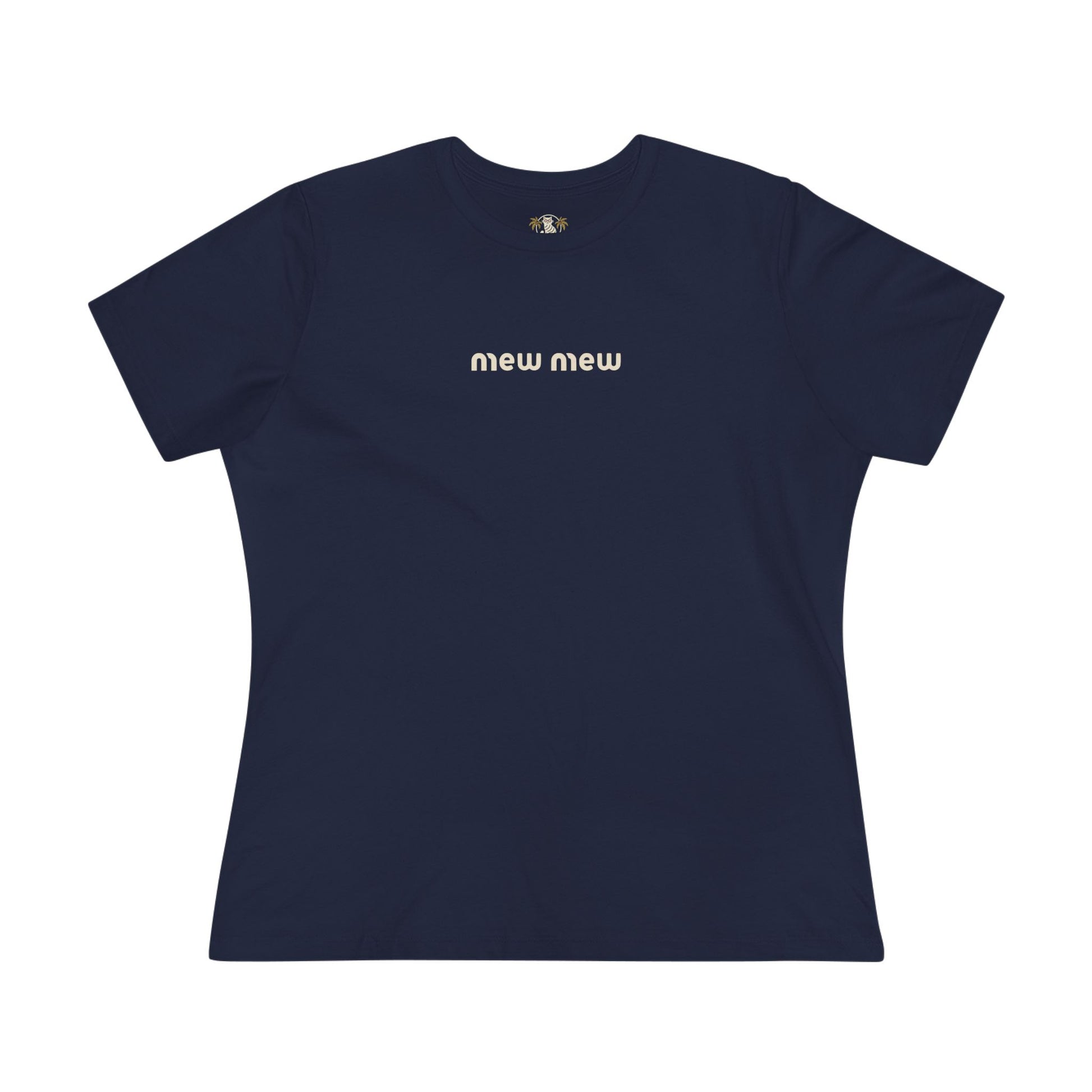 Navy t shirt front view cat ladies t shirt