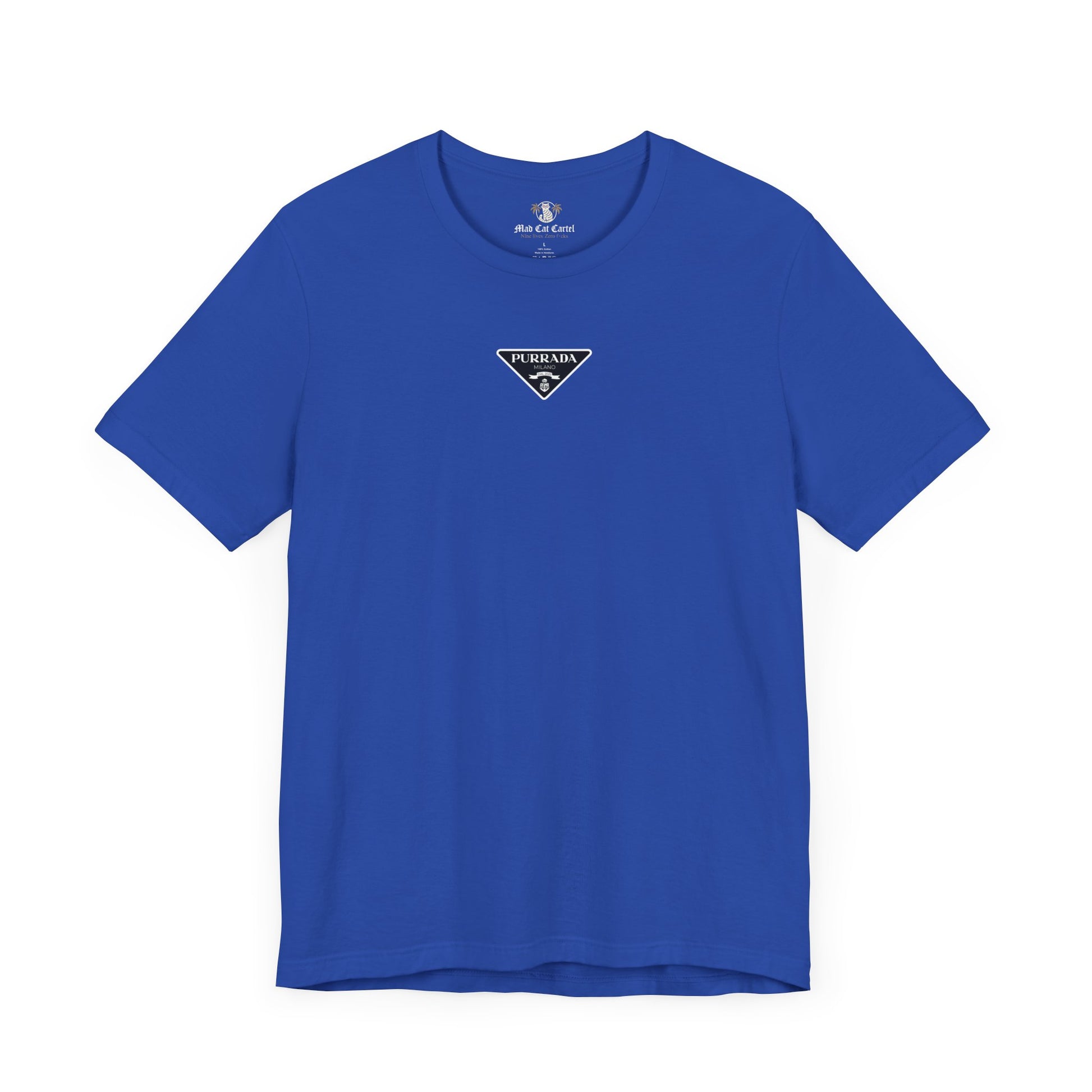 Purrada Chest Logo True Royal Blue T Shirt, funny cat lovers gifts unisex