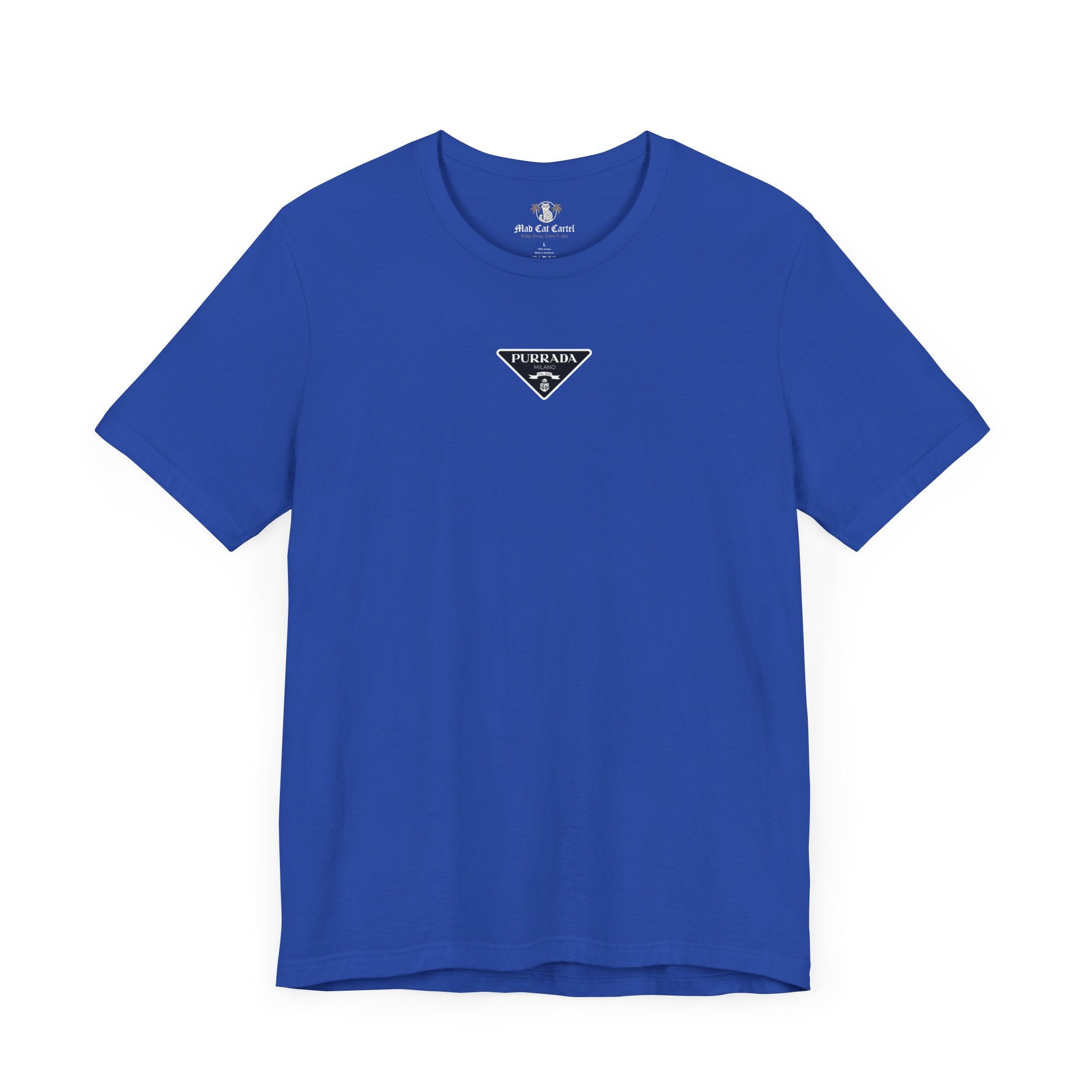 Purrada Chest Logo True Royal Blue T Shirt, funny cat lovers gifts unisex