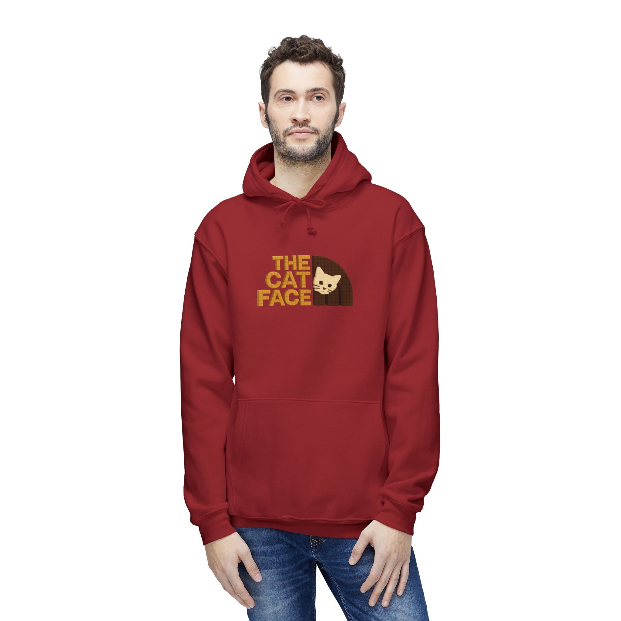 The Cat Face 3D Wool Block Chest Logo & Back Cat Graphic Hoodie
