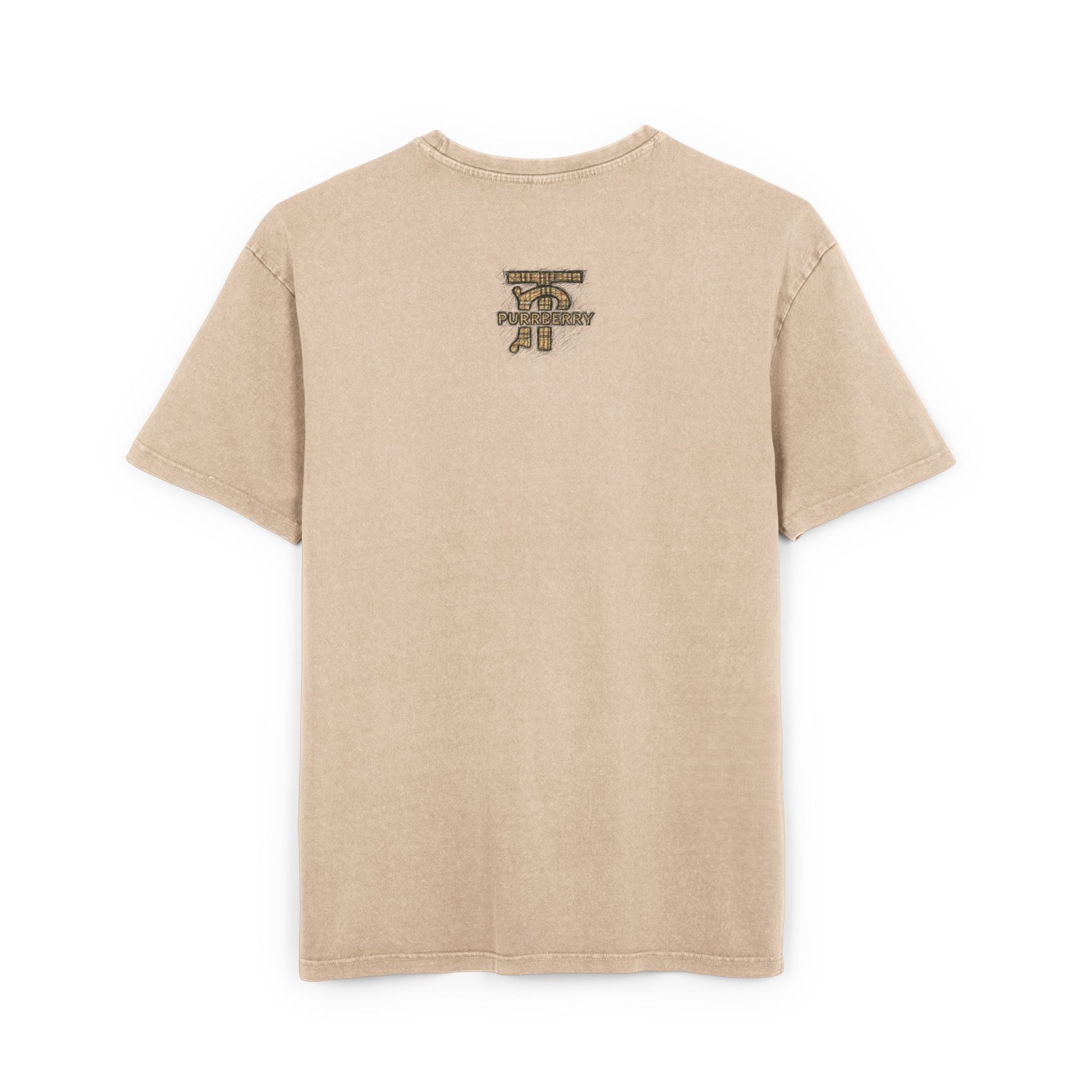 Oversized cat graphic t shirt, union beige back view with chest sketch logo