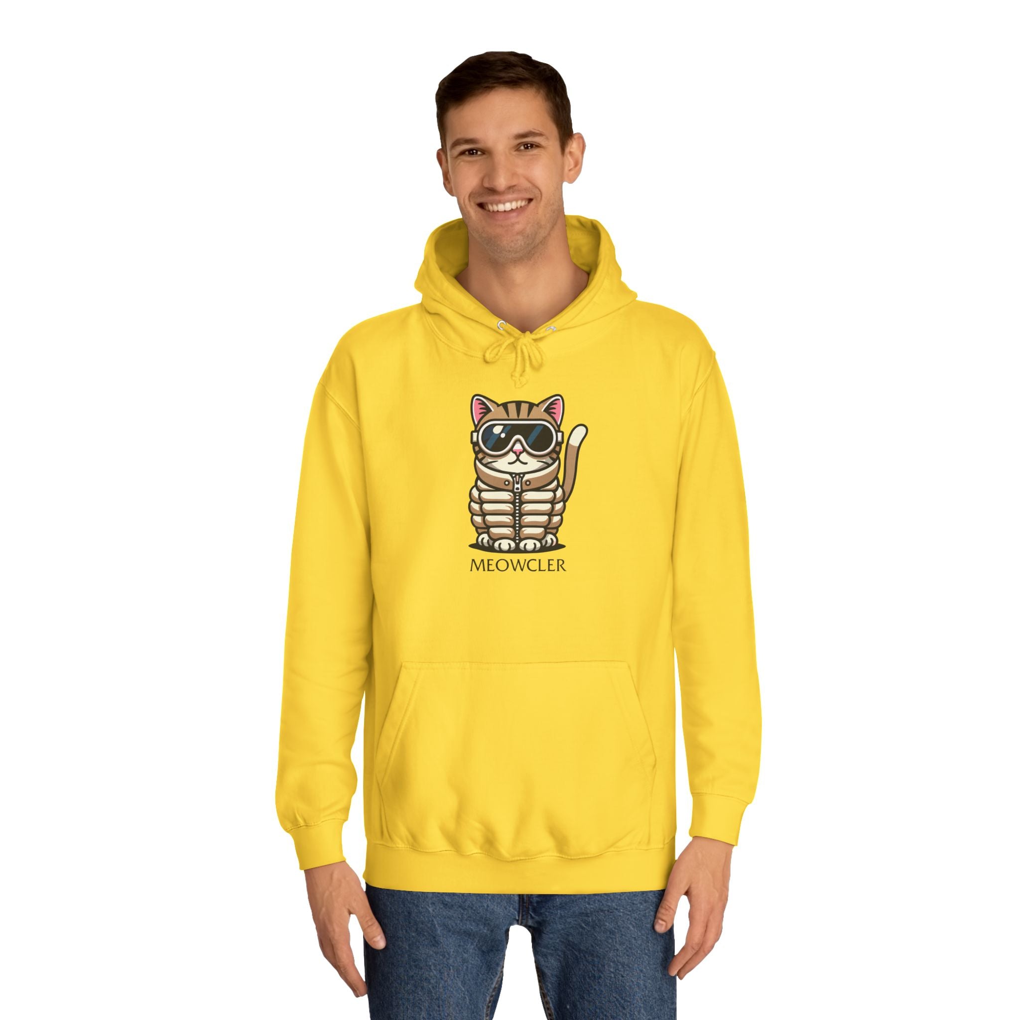 Meowcler Chest Puffer Cat Graphic Hoodie