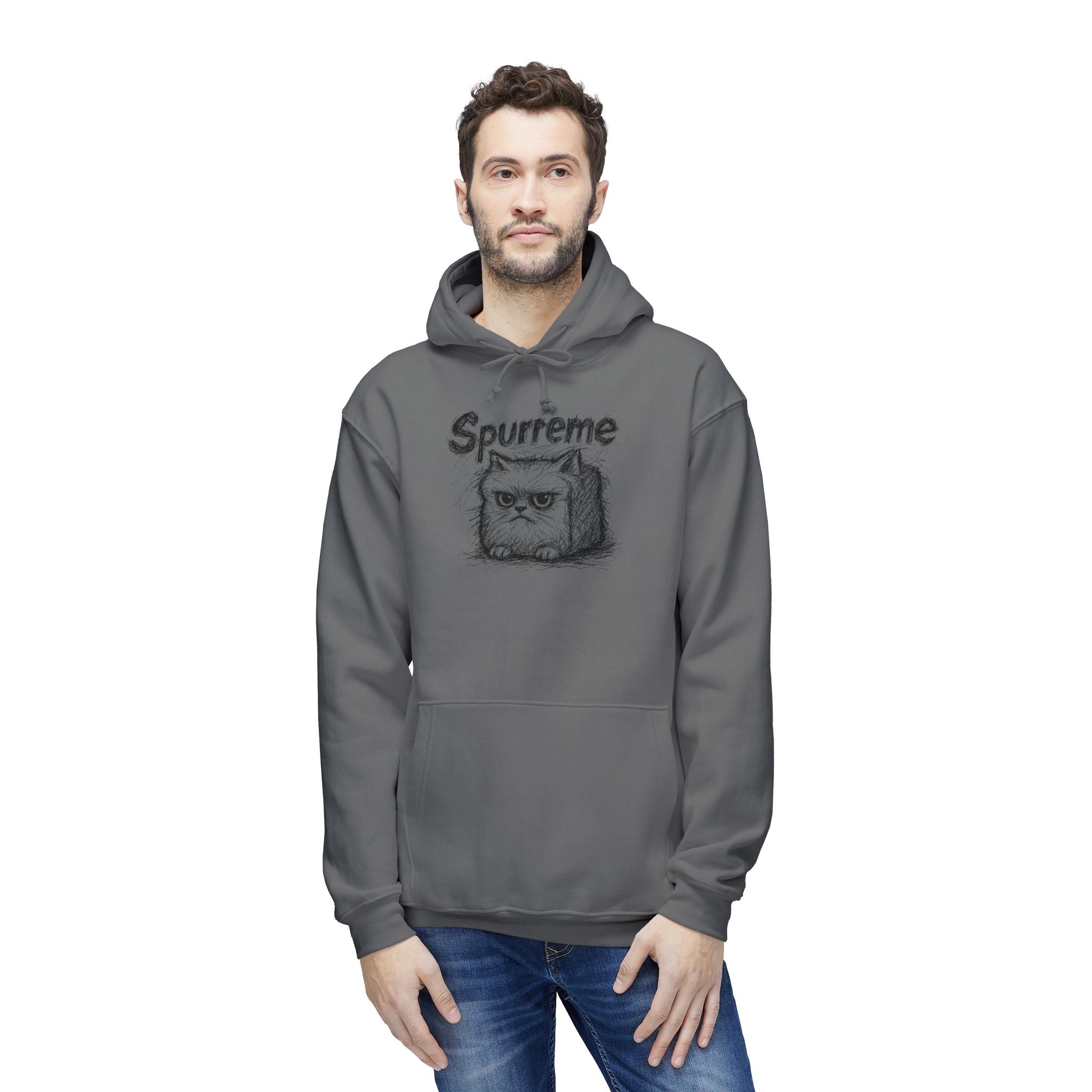 Spurreme Angry Fluffy Loaf Kitty Sketch Graphic Hoodie