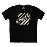 Off-Whisker Jump Mode Cat Graphic Black T Shirt, unisex black graphic t shirt front view