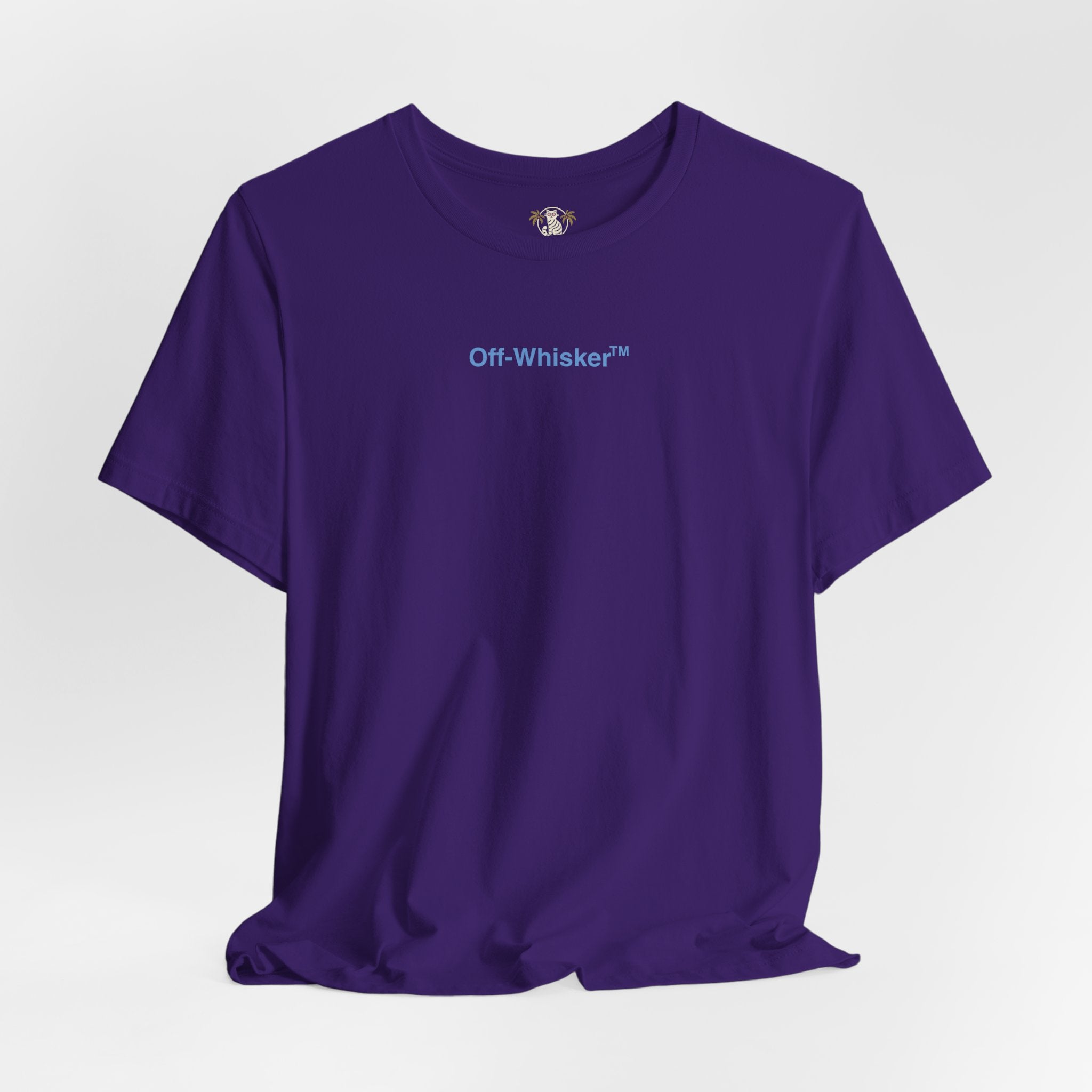 Team purple Signature Frame cat t shirt front view – tee for cat lovers