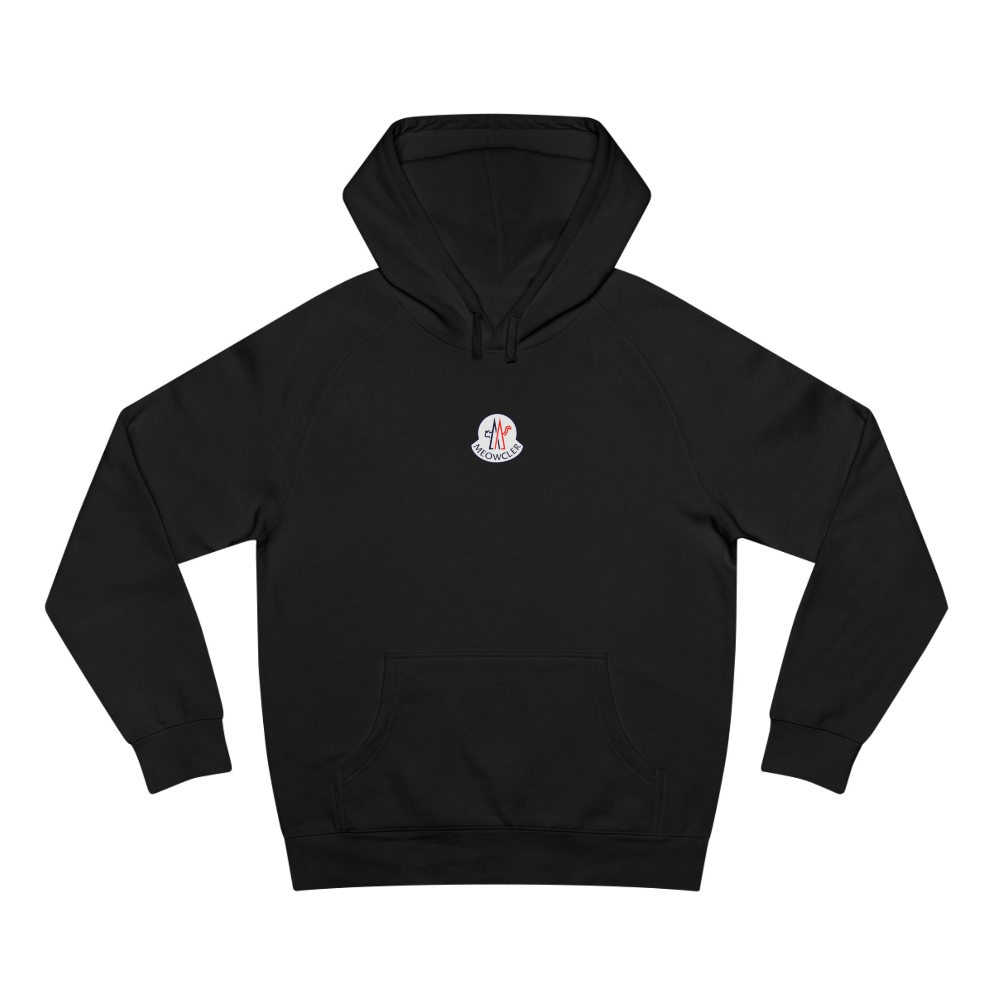 Meowcler Chest Logo Ski Cat Graphic Black Hoodie