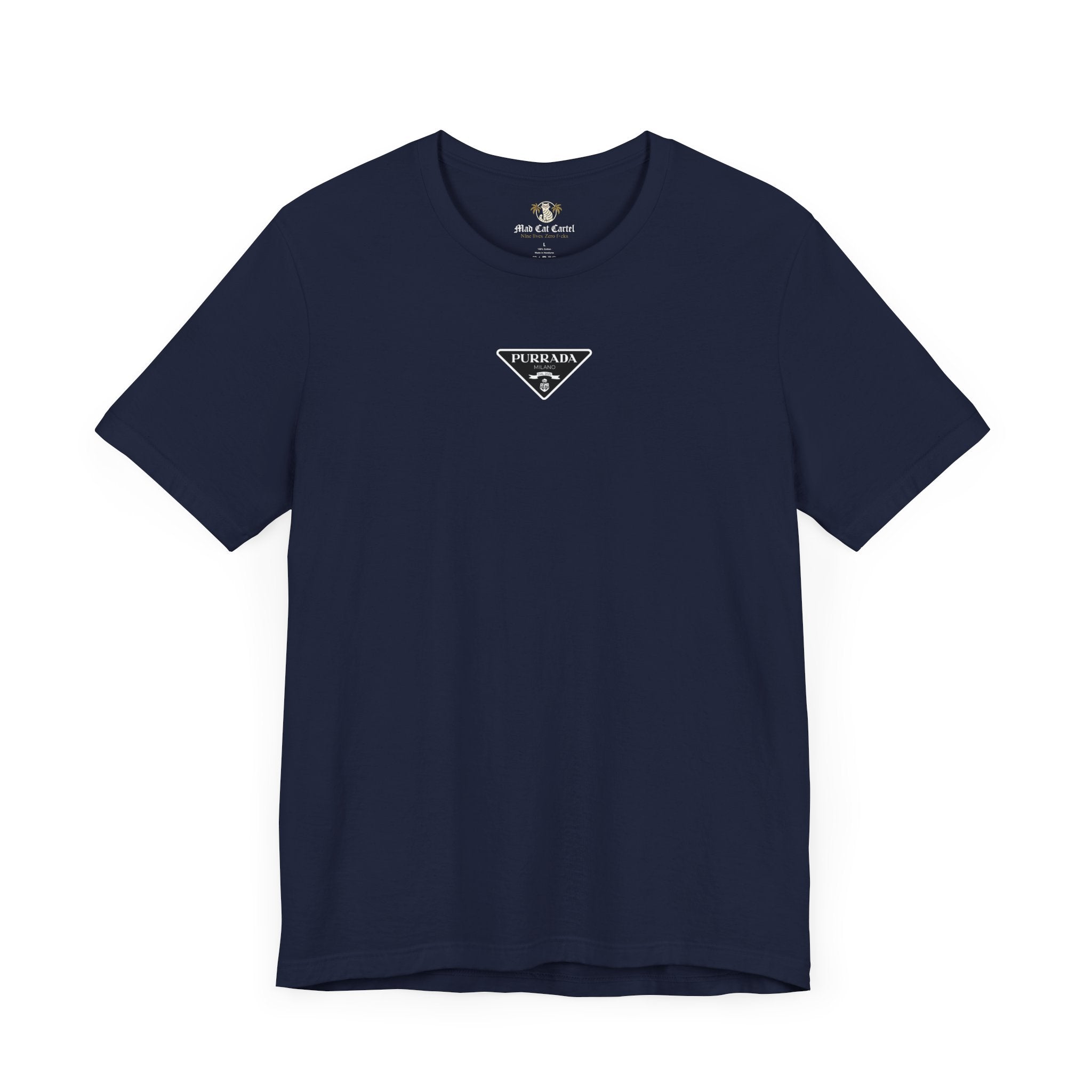 Purrada Chest Logo Navy Blue T Shirt, parody t shirts unisex